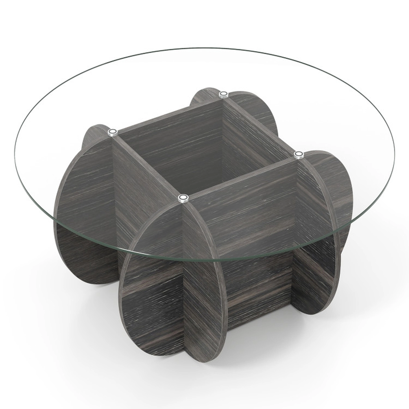 SUGIFT Round 8-mm Tempered Glass Top Hidden Compartment Coffee Table 35-in x 35-in x 18-in 220-lb Capacity Black