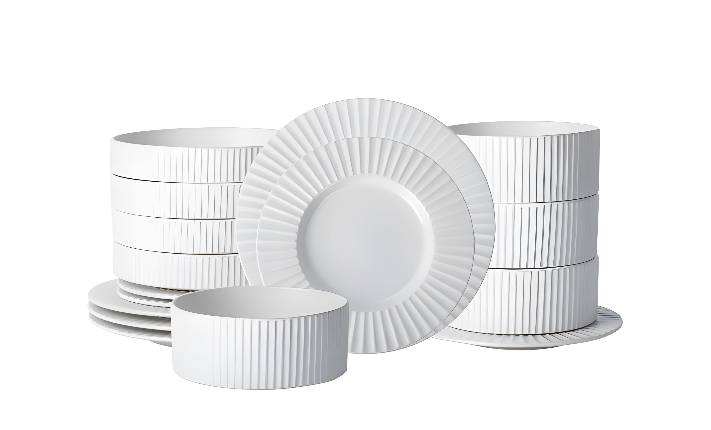 Christian Siriano Lusso Unisex 16-Piece Dinnerware Set Stoneware, White