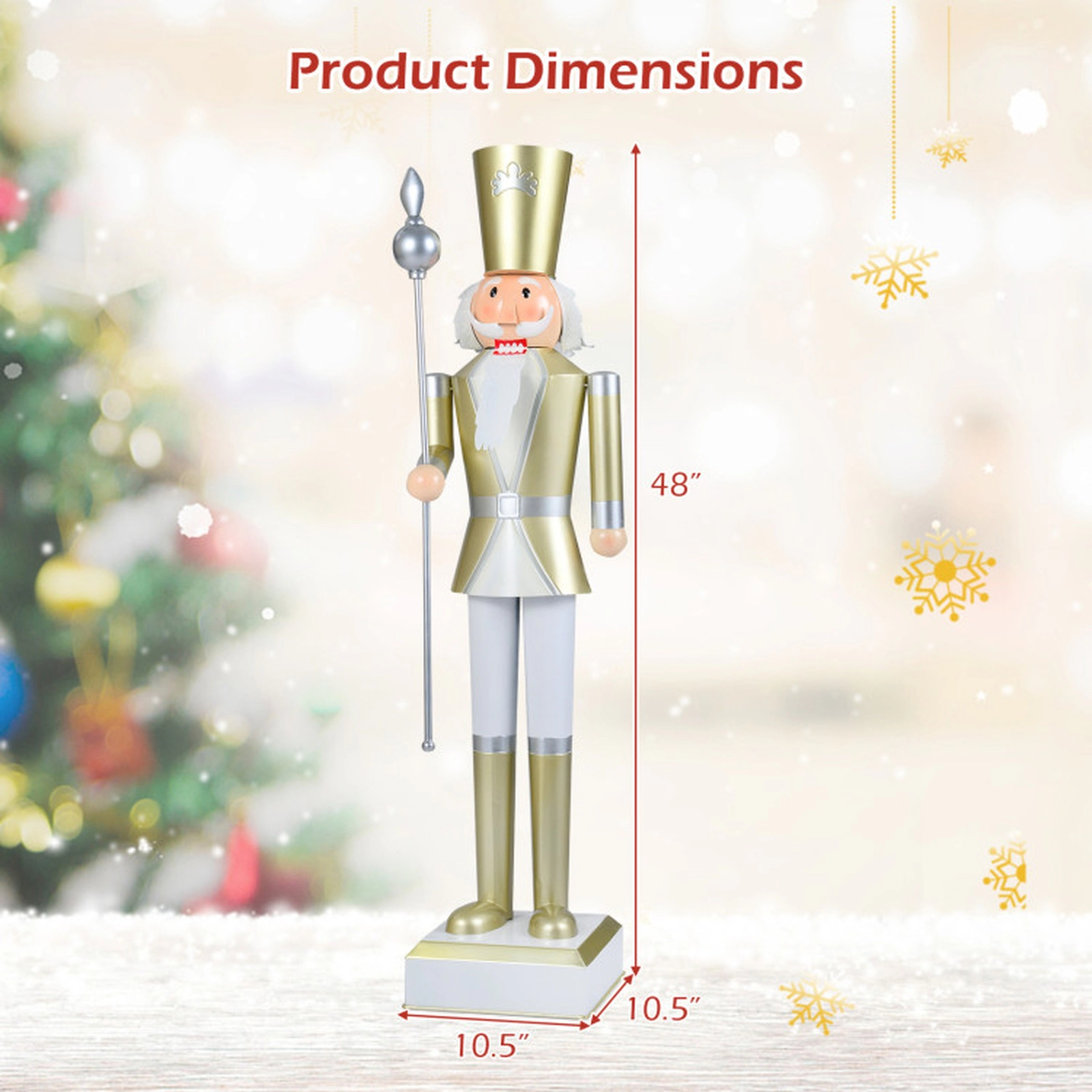 SUGIFT 4-ft Hidden Storage Safety Lock Metal Christmas Nutcracker Figure 10.5-in x 10.5-in Base 8.5-lb White