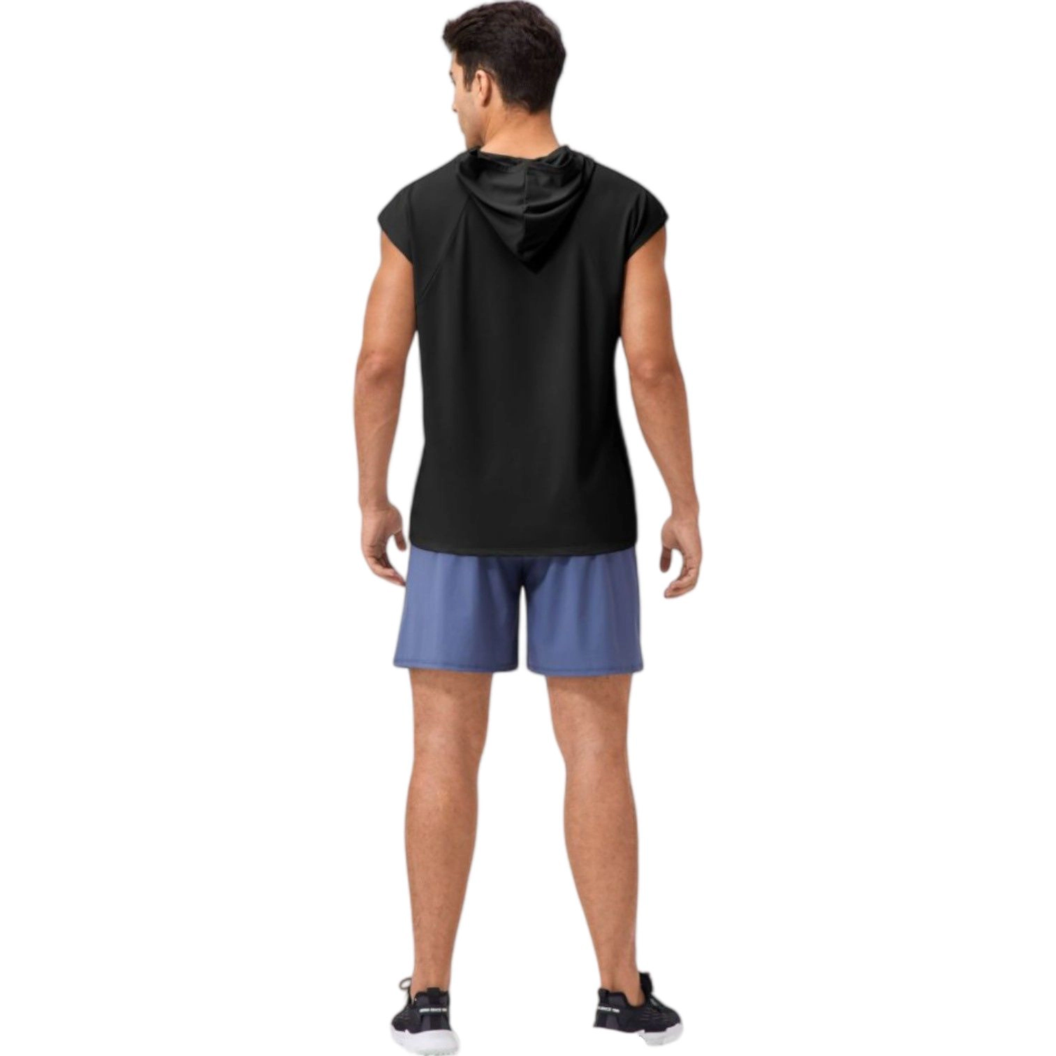 Anna-Kaci Men's Sleeveless Workout Hoodie with Lightweight Athletic Fit and Crossover Hood Detail