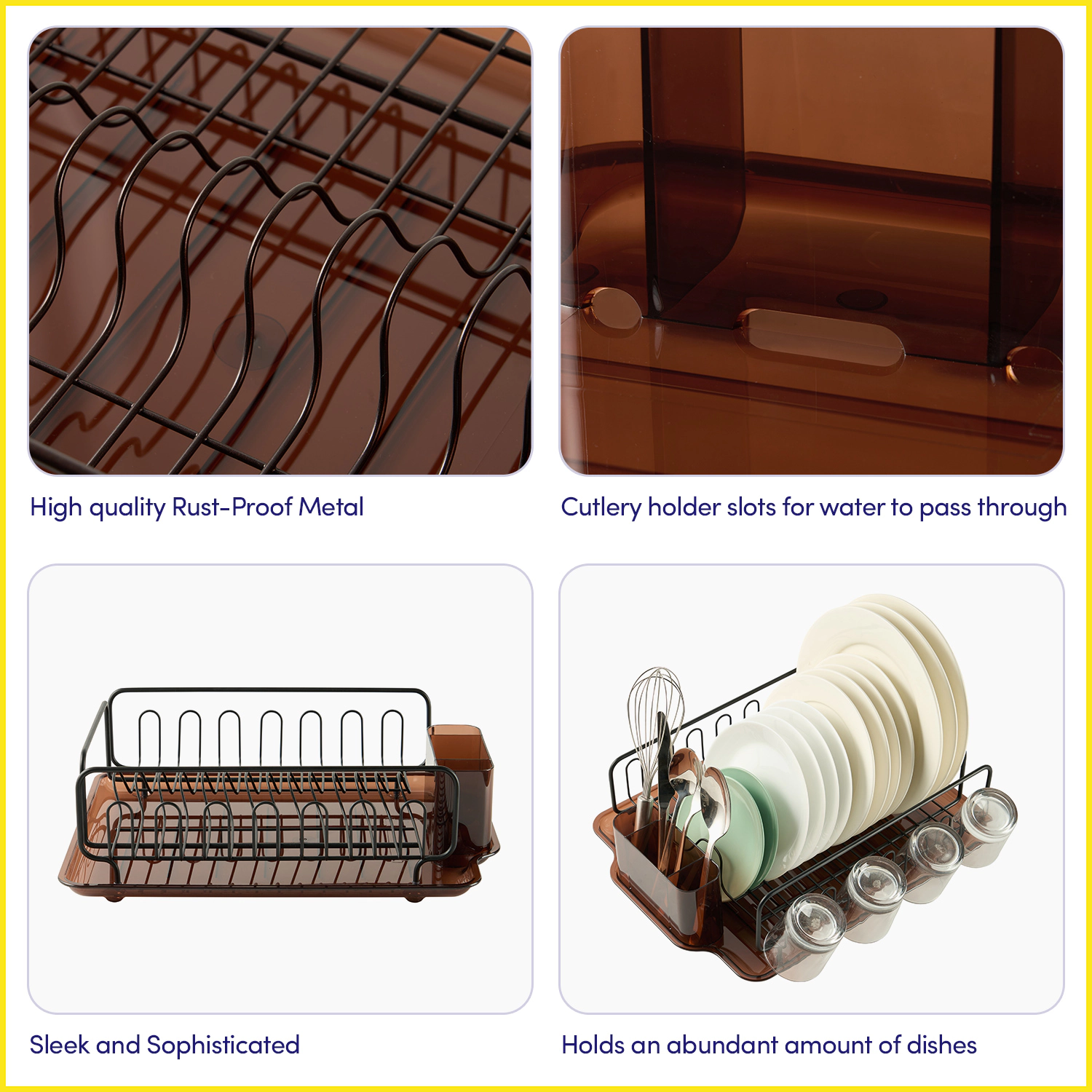 Sweet Home Collection 2-Piece Acrylic Dish Drying Rack with Drain Board