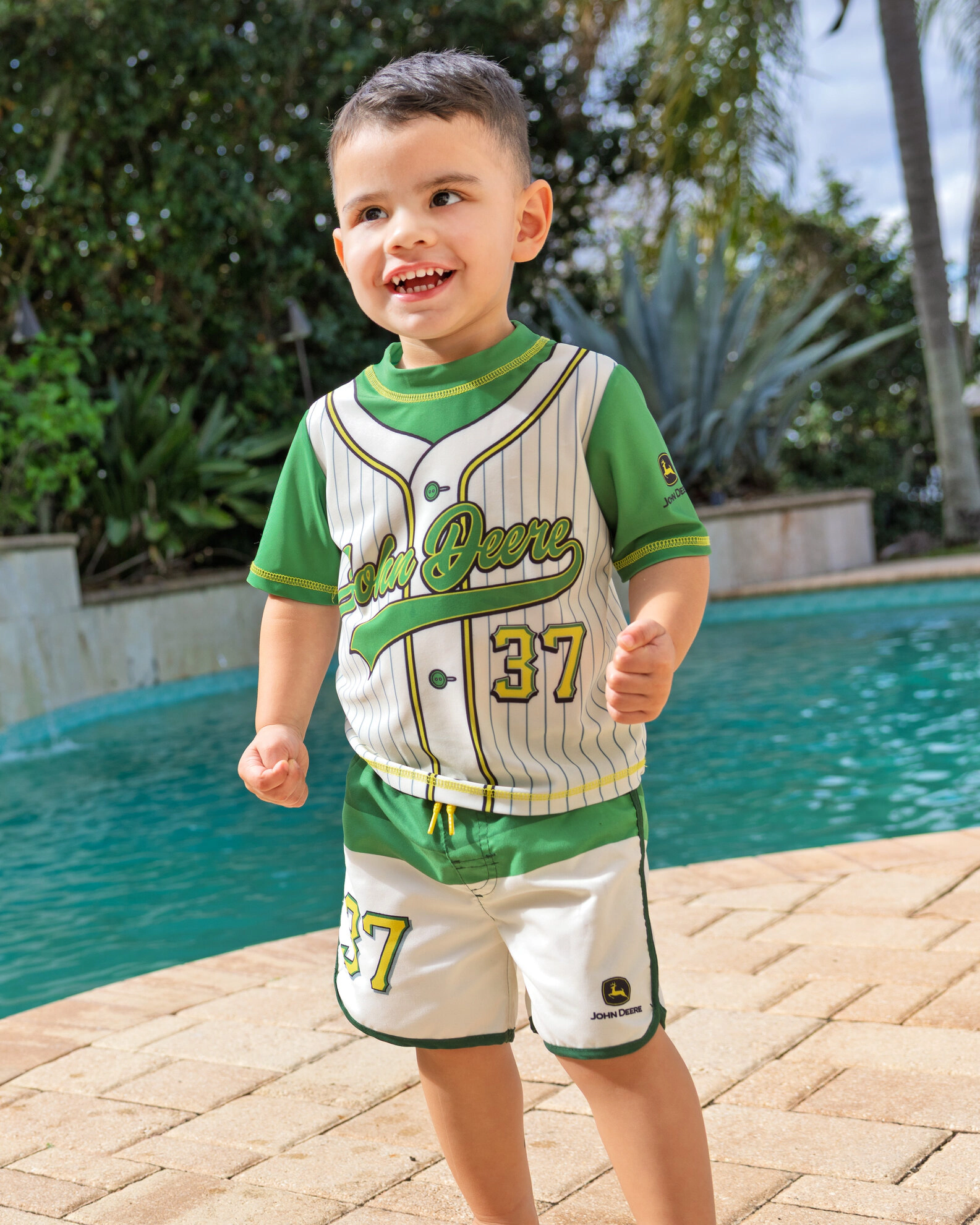 John Deere Boys' 2-Piece Rash Guard and Swim Trunks Set