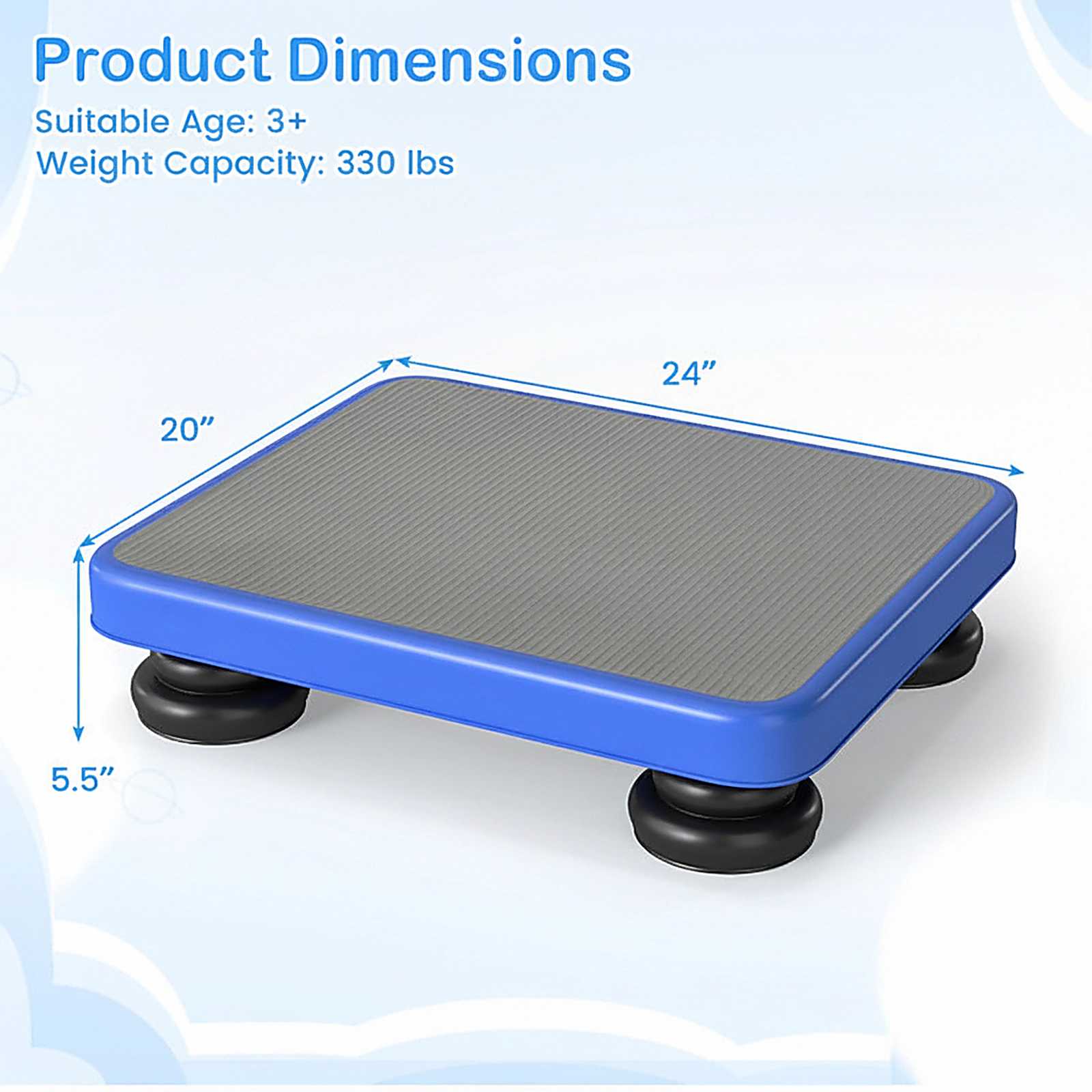 SUGIFT Blue Elastic Resistance Rope 24 x 20 Inch Kids Rebounder Bouncing Board