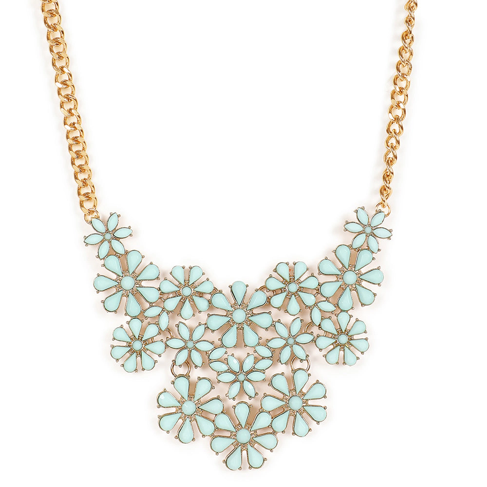 SOHI Women's Green Gold Plated Designer Stone Necklace