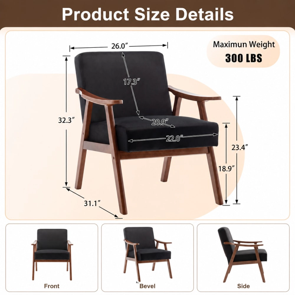 GOODSILO Upholstered Velvet Accent Chair Stylish Durable Seating