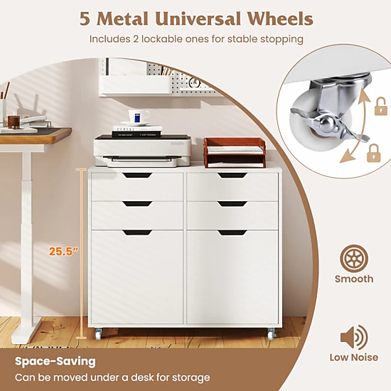 Hivvago 4-Drawer File Storage Organizer with Locking Wheels