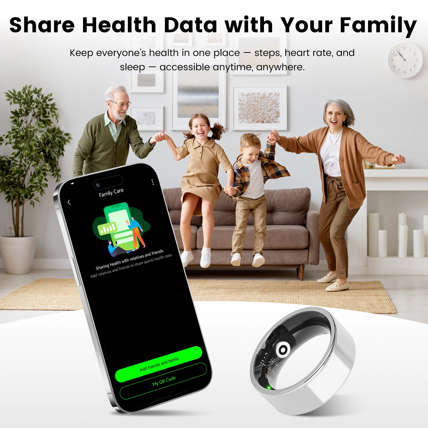 GBruno Titanium Steel Smart Ring Health Tracker