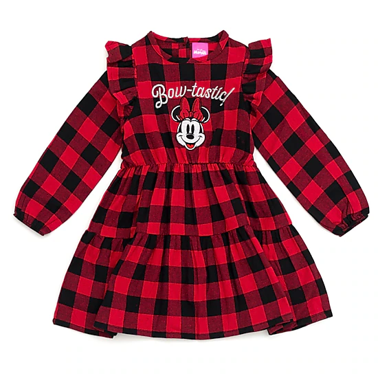 Disney Minnie Mouse Girls' Holiday Long Sleeve Dress