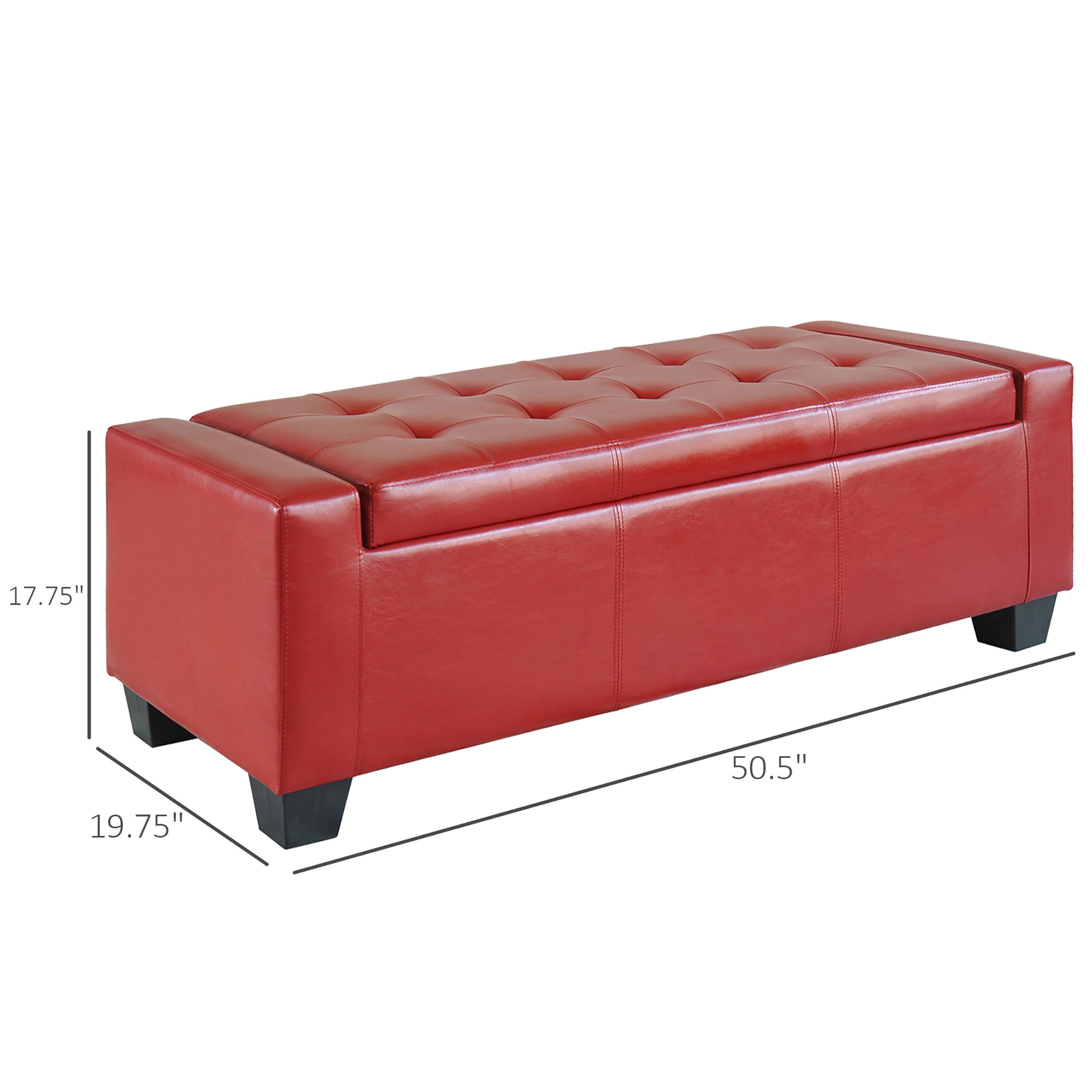 Hivvago 50.5" Faux Leather Tufted Storage Ottoman