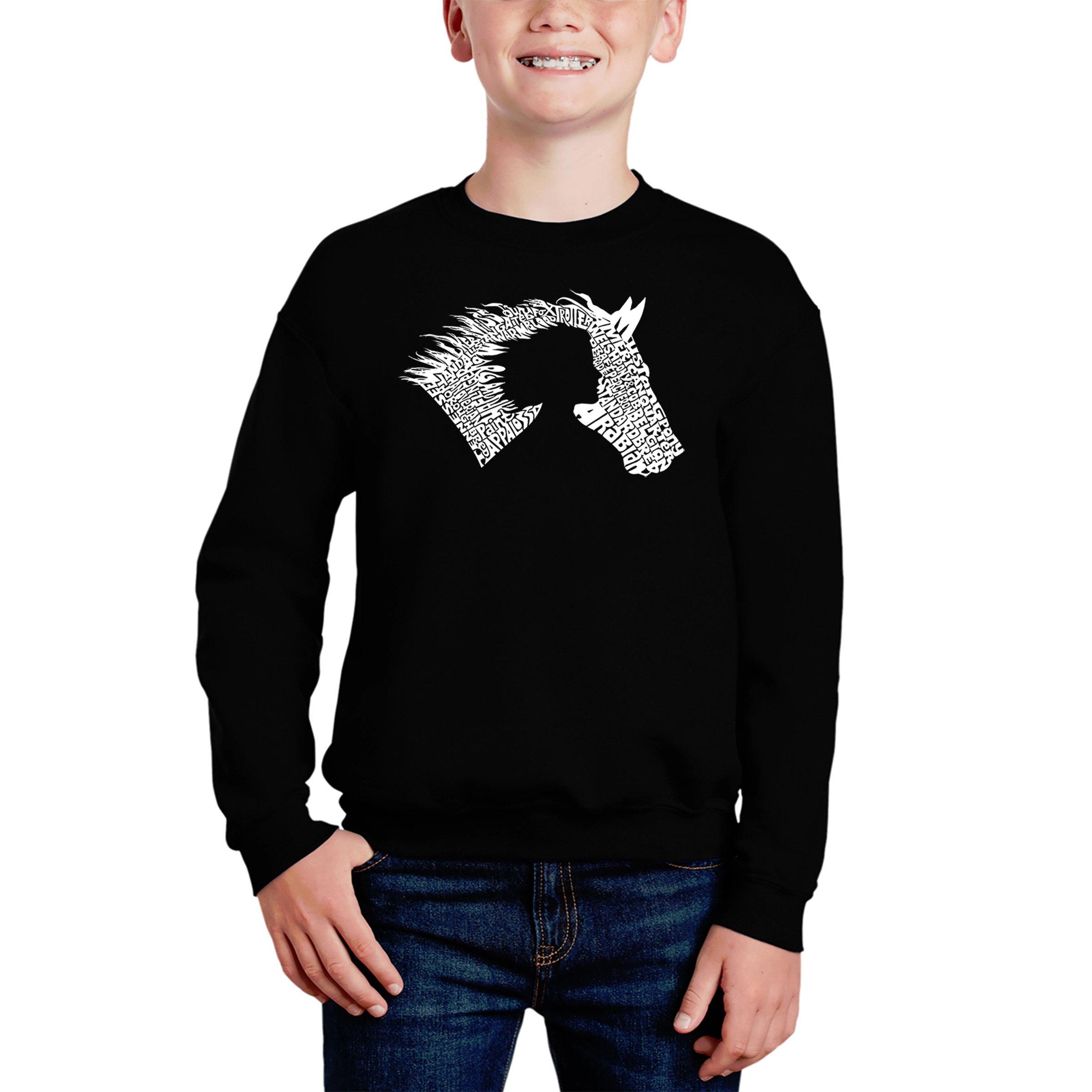 LA Pop Art Boy's Word Sweatshirt - Girl Horse
