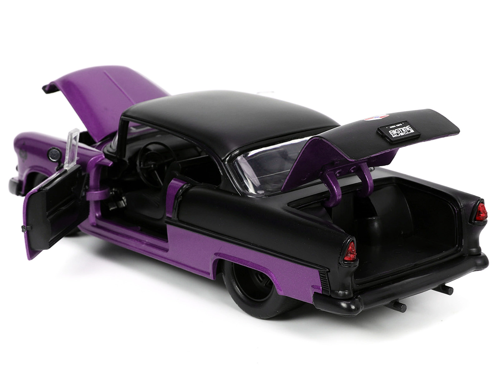 Jada 1955 Chevrolet Bel Air #24 Purple Metallic and Matt Black "Bigtime Muscle" Series 1/24 Diecast Model Car by Jada