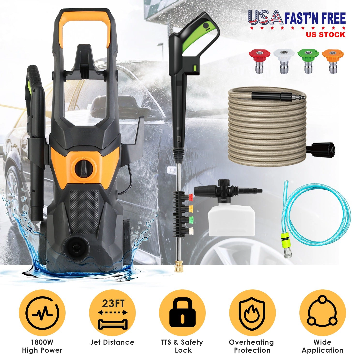 GBruno 1800W Electric Pressure Washer 4200PSI