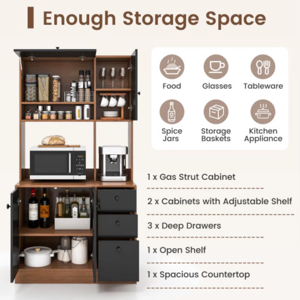 Hivvago 71 Inch Kitchen Pantry With 3 Storage Cabinet And Deep Drawers