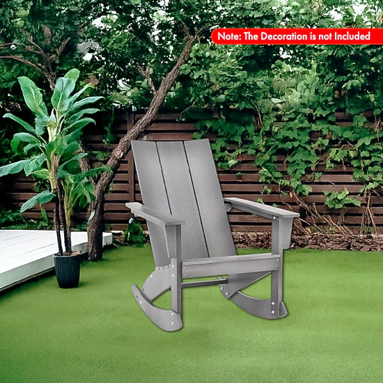 Hivvago Rocking Adirondack Chair with Ergonomic Curved Back for Patio or Balcony