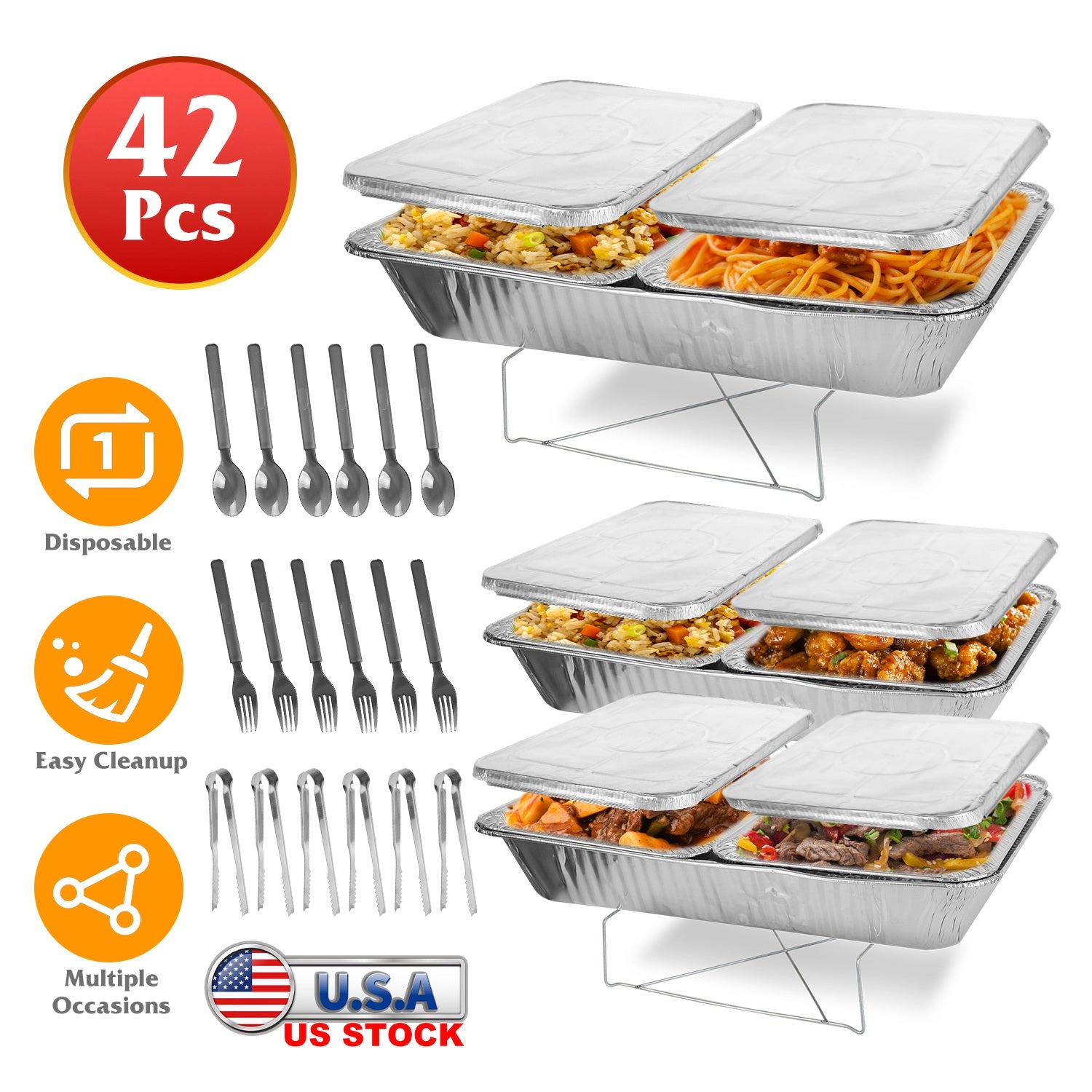 GBruno 42-Piece Disposable Chafing Dish Buffet Set