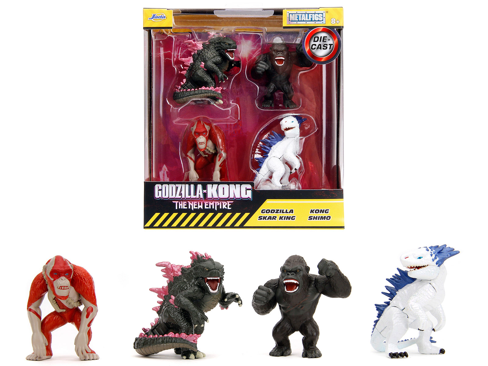Jada Set of 4 Diecast Figures "Godzilla x Kong: The New Empire" (2024) Movie "Metalfigs" Series Diecast Models by Jada