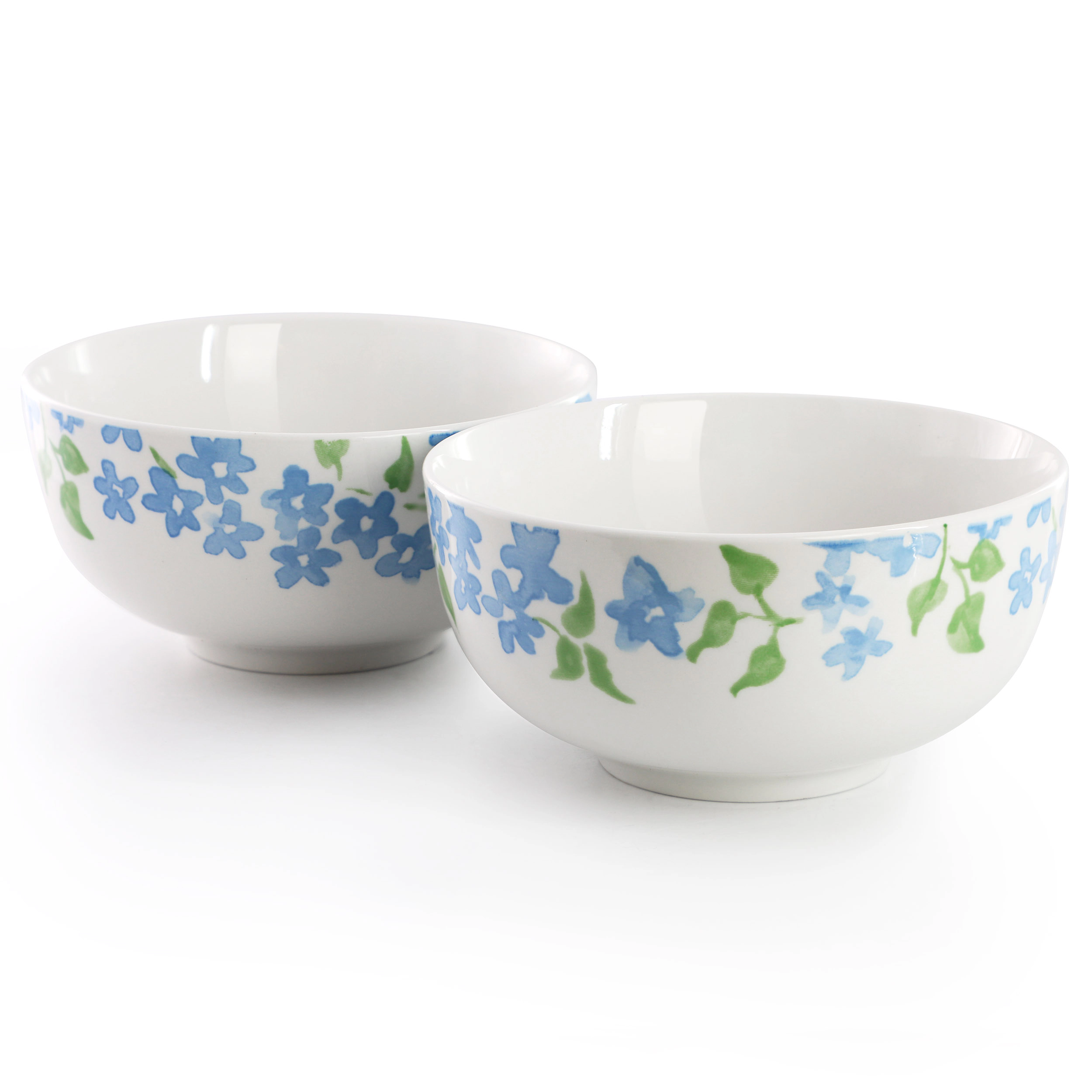 Gibson Home Surrey Hill 2 Piece Fine Ceramic Cereal Bowl Set Orange Floral