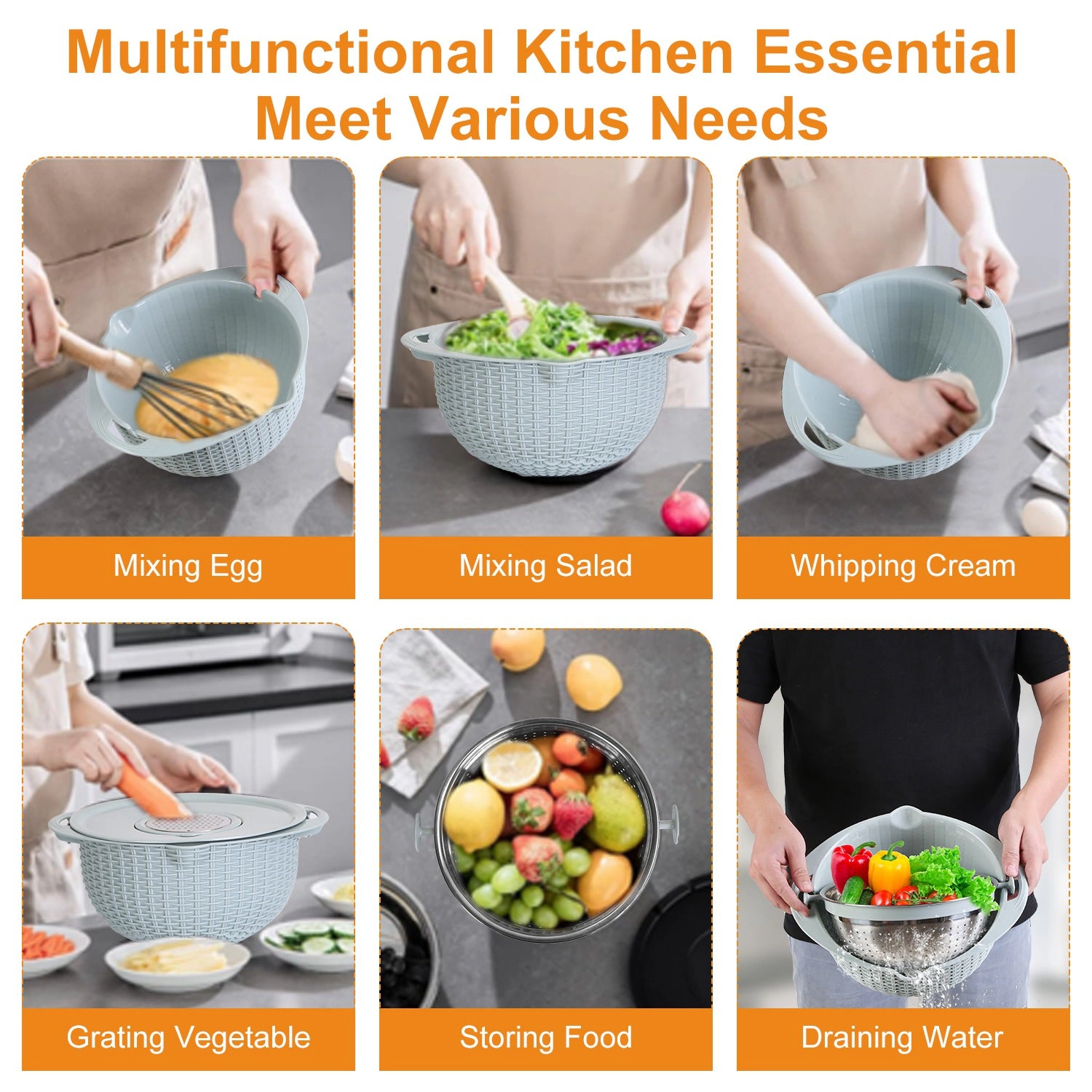 GBruno Stainless Steel Mixing Bowl With Grater Set