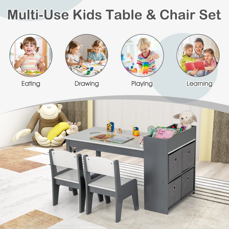 Hivvago Kids Art Table And Chairs Set With 2 Paper Roll