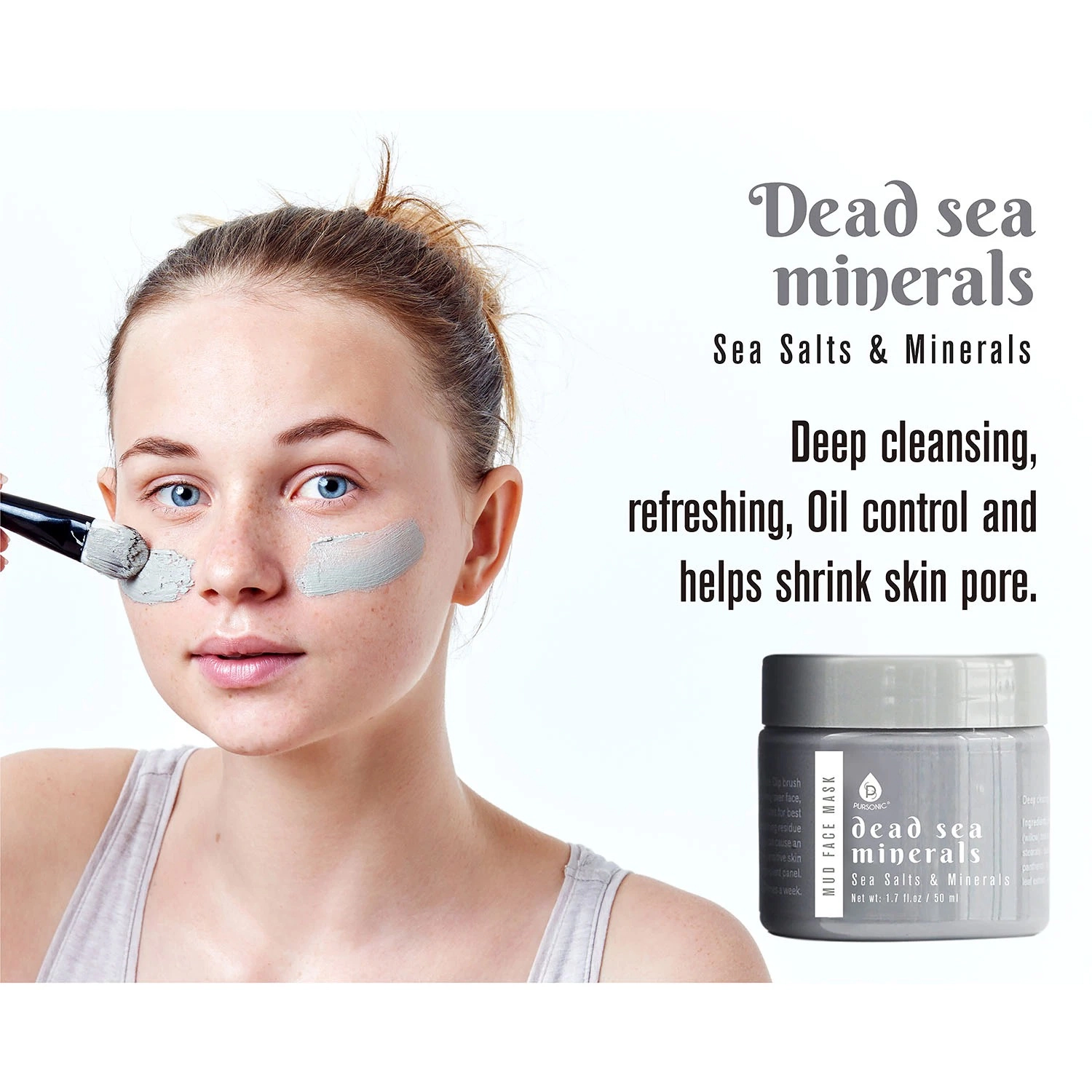 Pursonic Unisex 3-Pack Facial Therapy Cleansing Gel Mud Face Masks with Mask Applicator