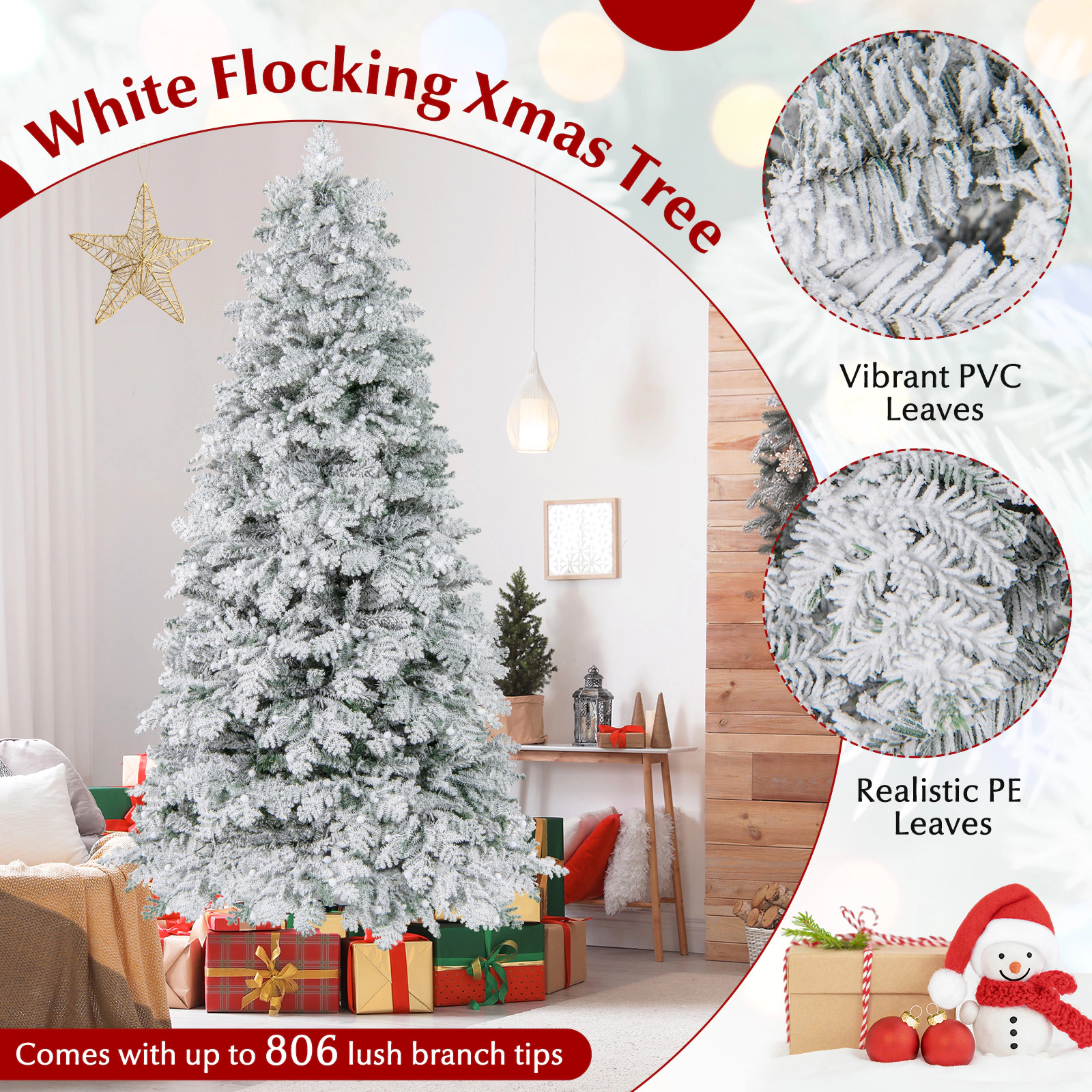 SlickBlue Pre-Lit Christmas Tree with 8 Lighting Modes & LEDs