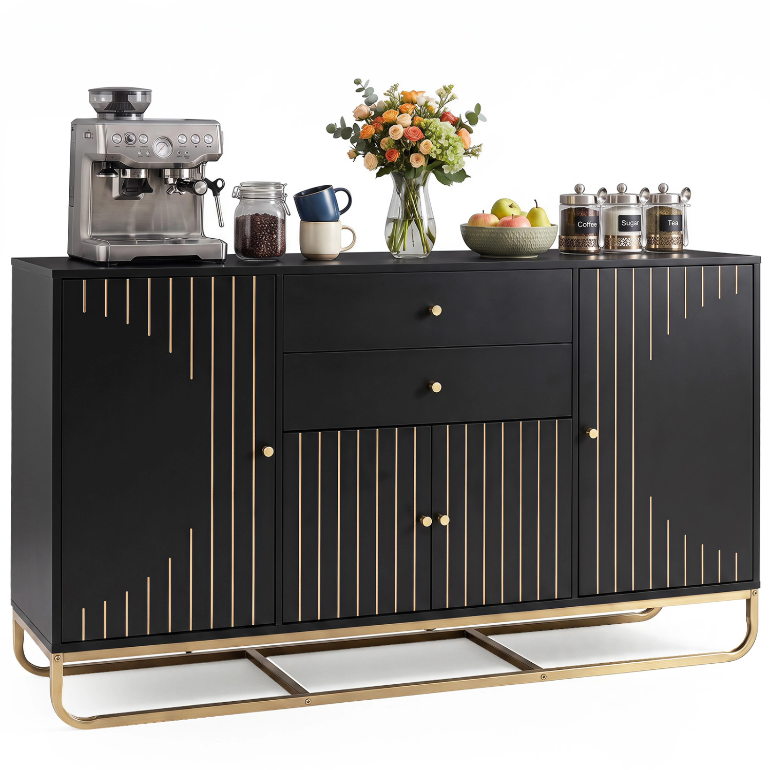 LJG Modern Buffet Sideboard Cabinet with 2 Drawers & Adjustable Shelves for Dining Room