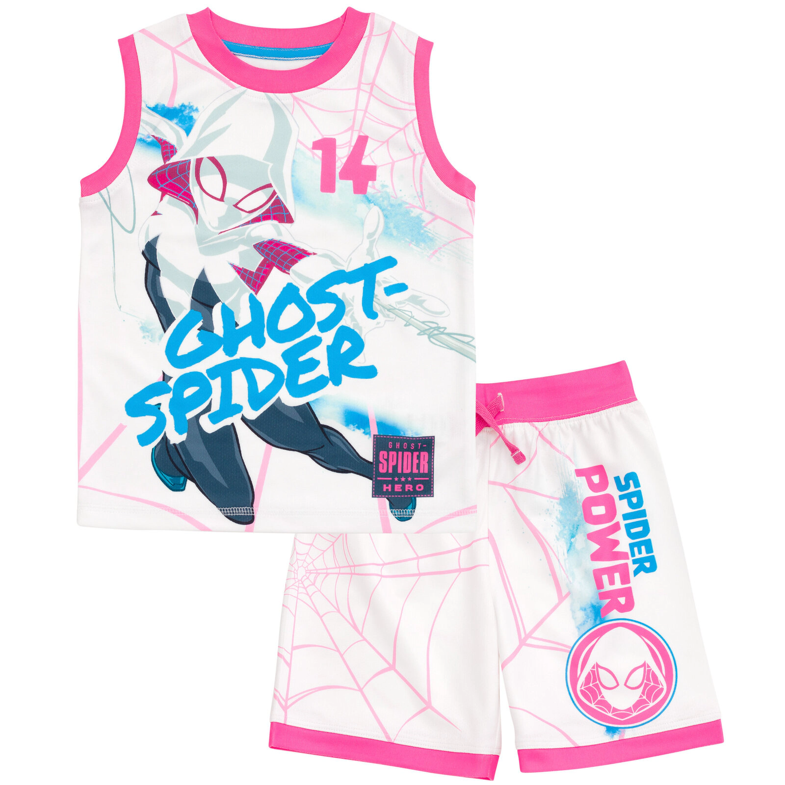 Marvel Spider-Verse Girls' Athletic 2-Piece Tank Top and Shorts Set
