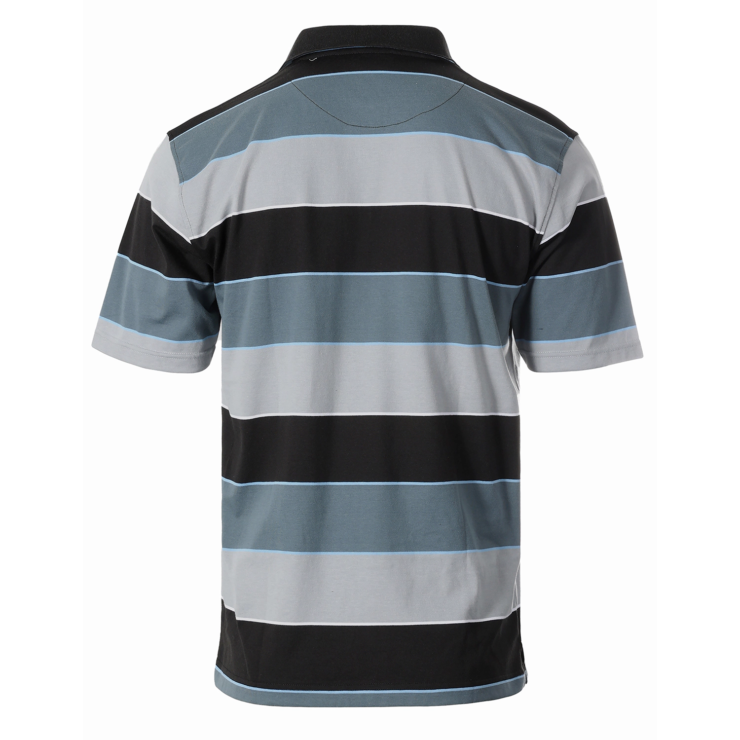 Gioberti Men's Slim Fit Wide Striped Polo Shirt With Pocket - Contrasting Collar Short Sleeve Yarn Dye