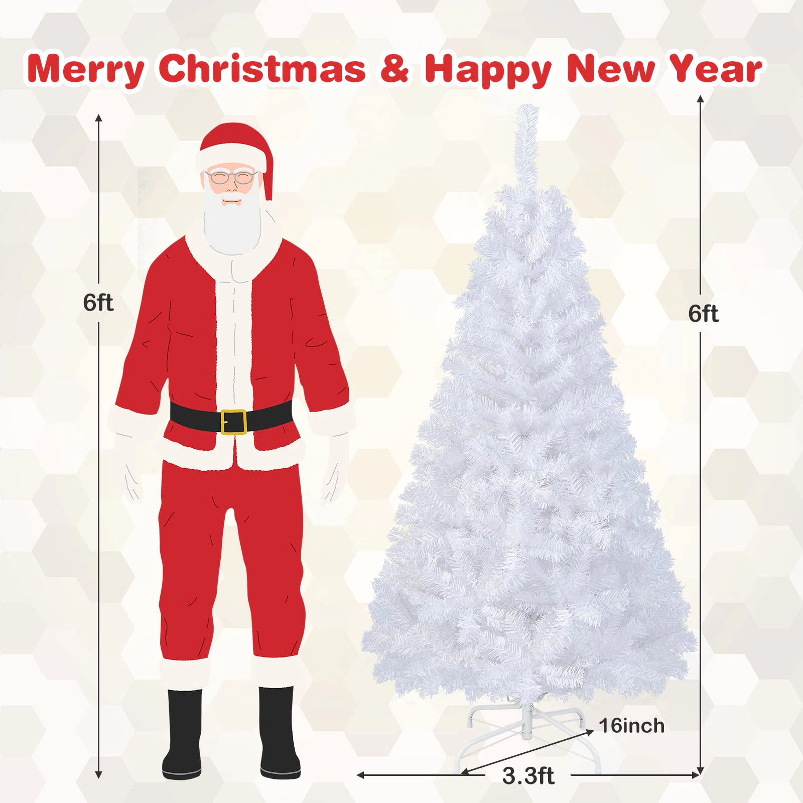 Glintex 6-Ft White Christmas Tree with 650 Tips and 4-Piece Setup, White