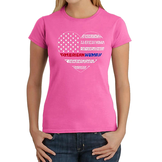 LA Pop Art Women's Word Art T-Shirt - American Woman