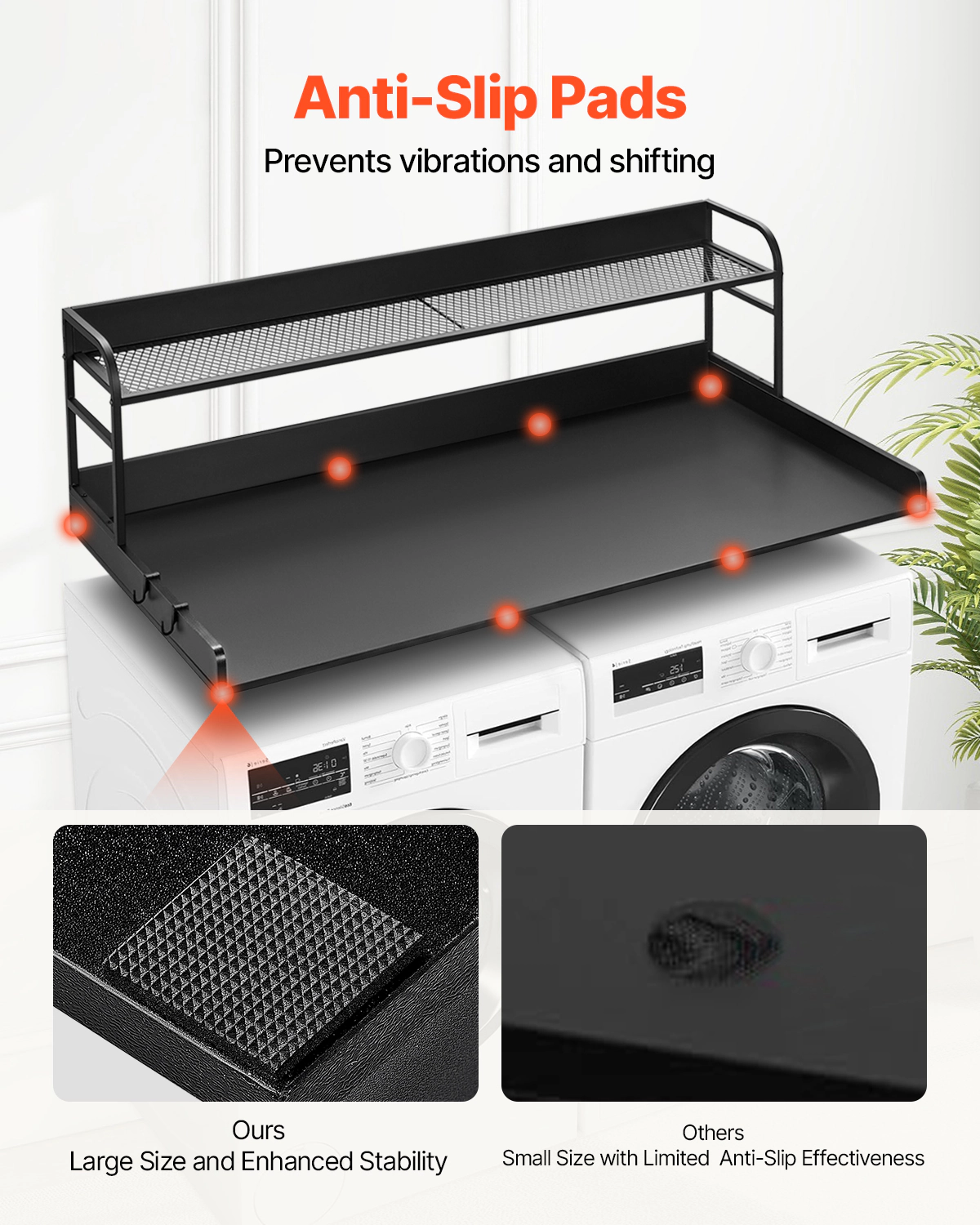 HONGGE 54 x 27 in Washer & Dryer Countertop with 2-Tier Shelf