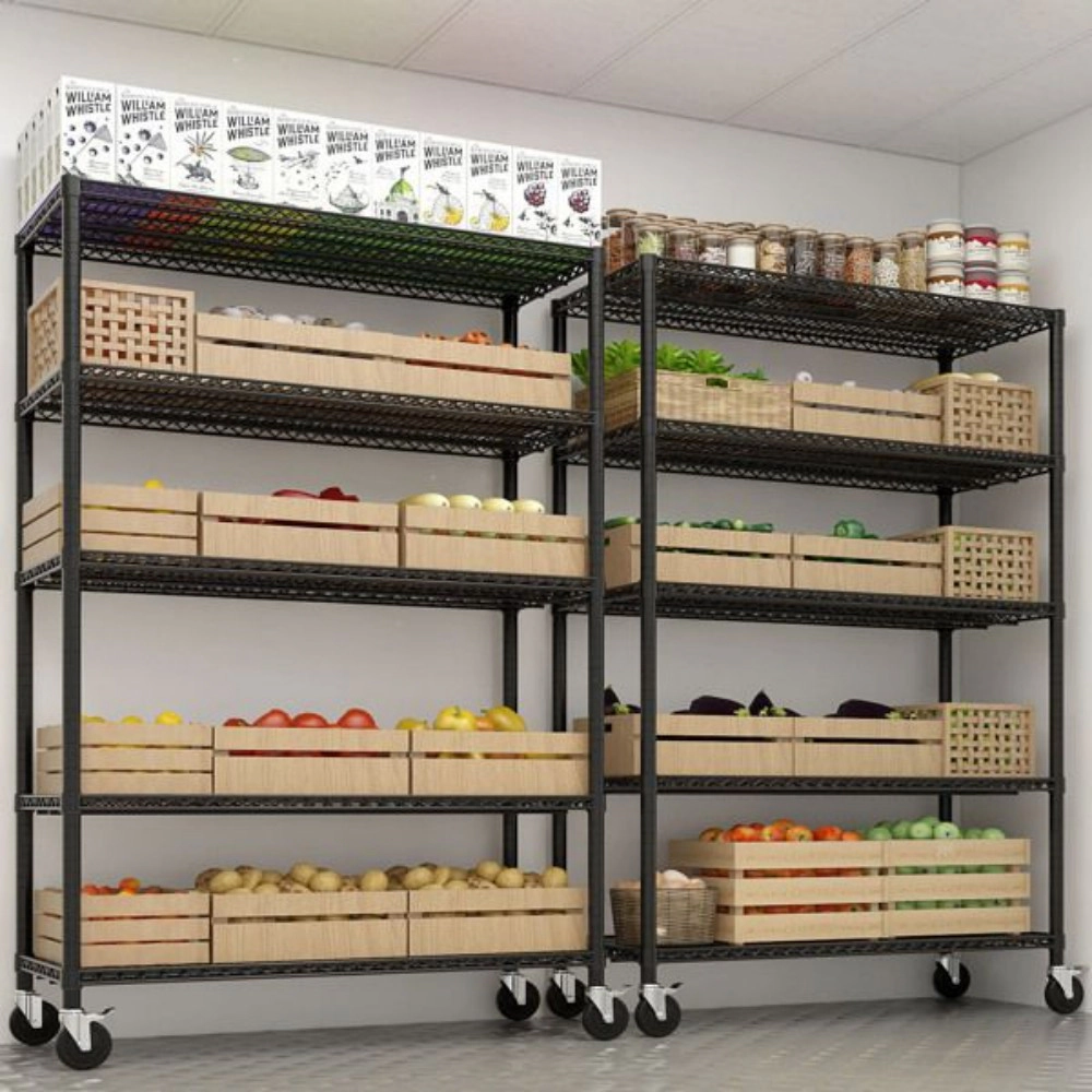 Flynama Heavy Duty Wire Shelving with Wheels 3200LBS NSF Adjustable Steel Rack for Garage Pantry and Commercial