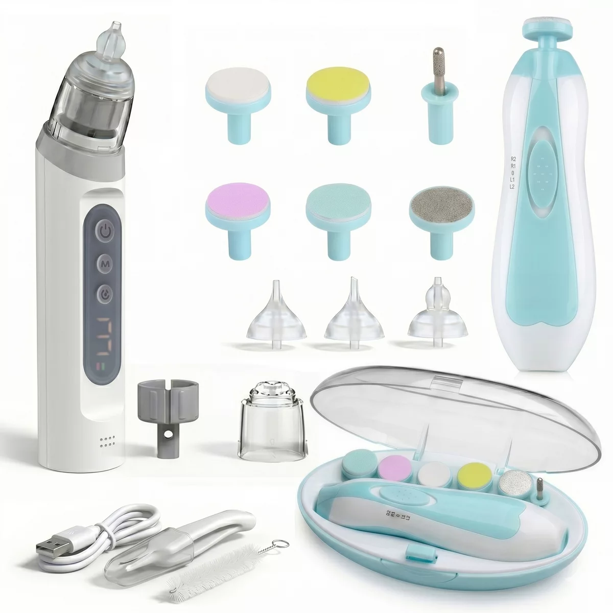 Sperric Nasal Aspirator & Electric Baby Nail Trimmer – Safe, Gentle, and Versatile Baby Grooming Set with Soothing Music