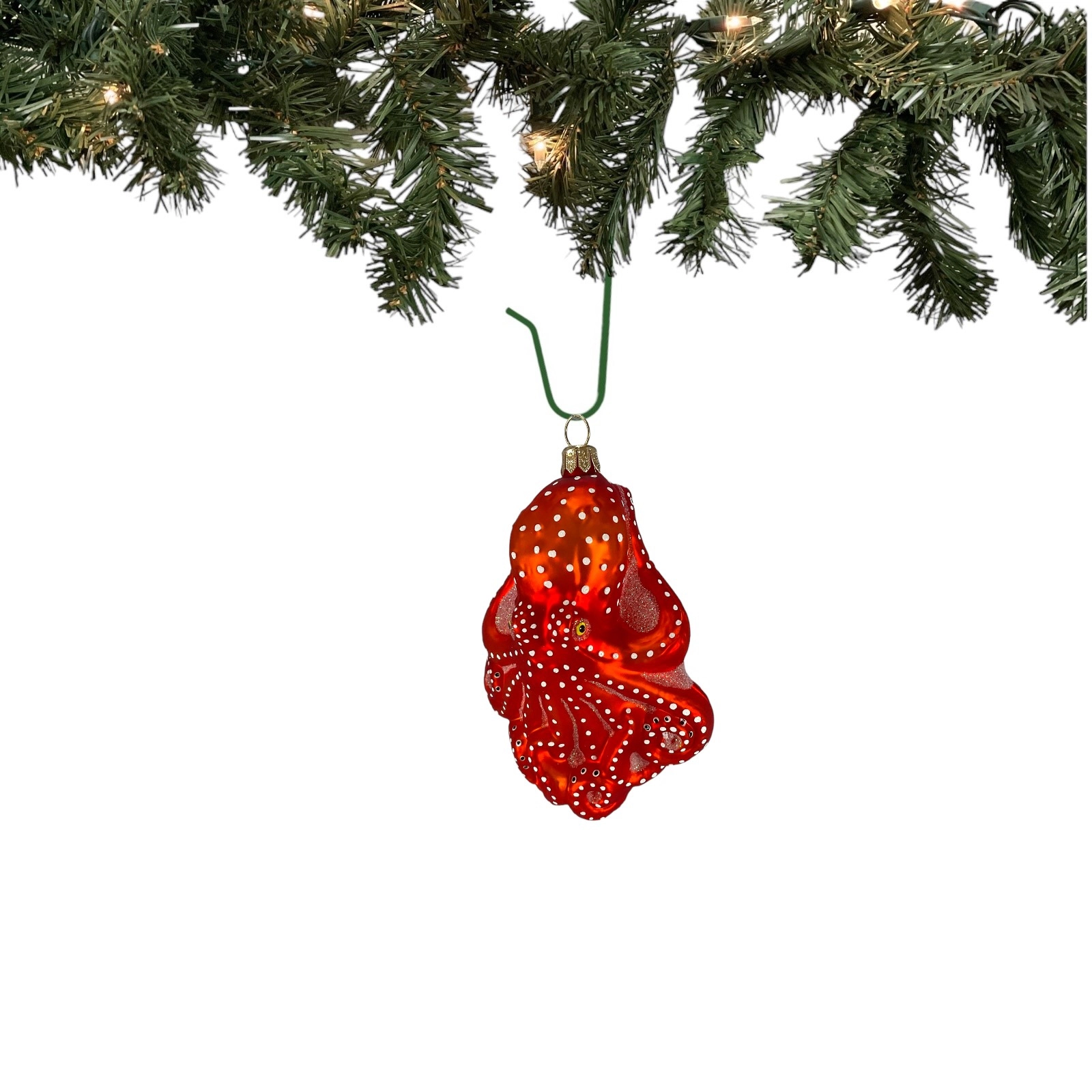 Pinnacle Peak Trading Company Red Octopus Polish Glass Christmas Ornament 4.25 Inch