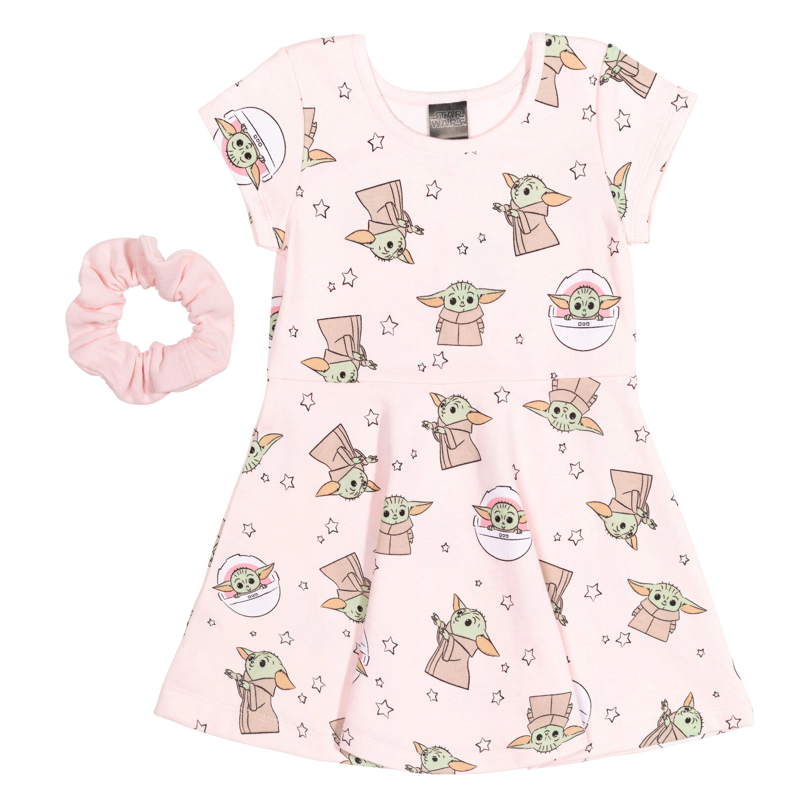 Star Wars The Mandalorian Grogu Girls' Skater Dress and Scrunchie Set