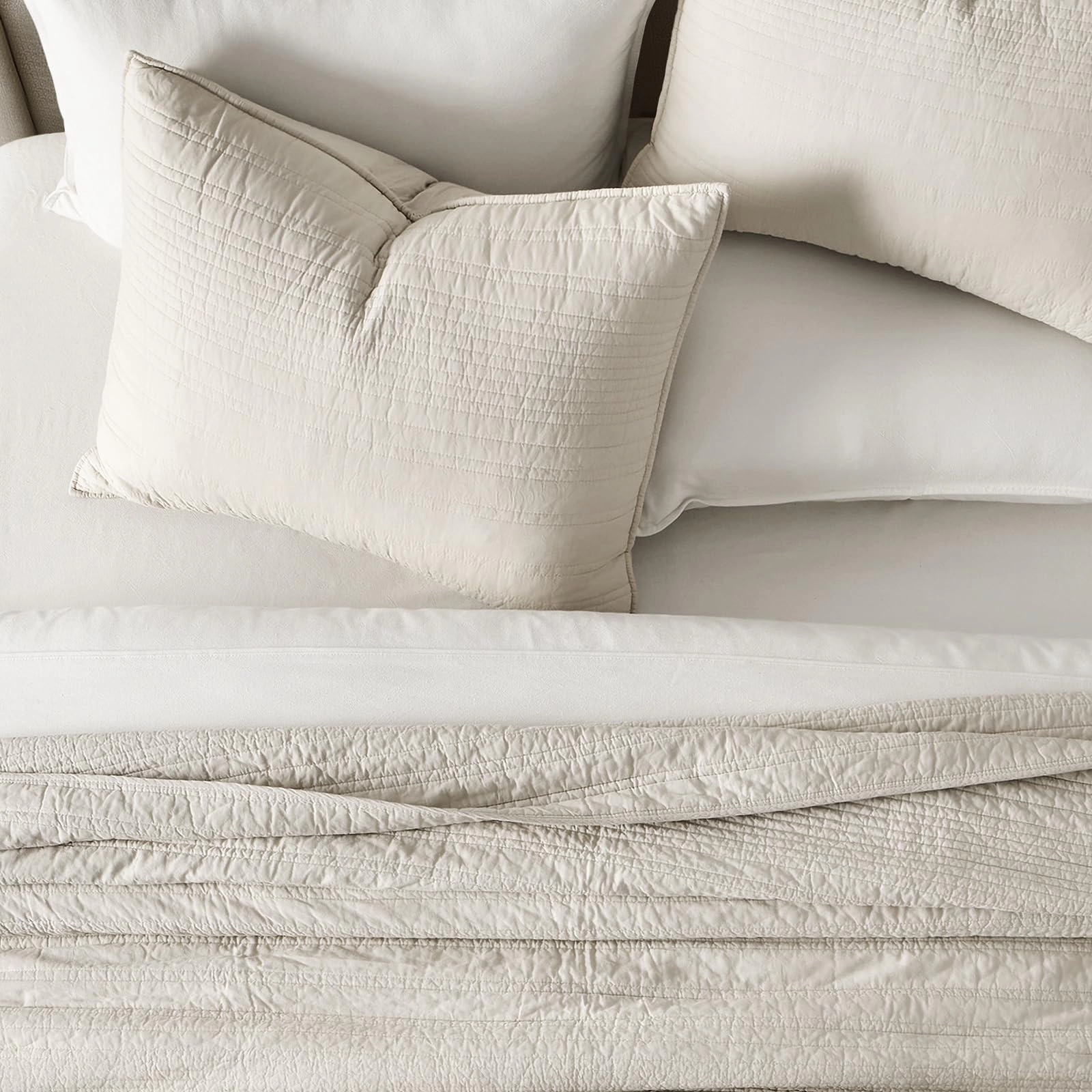 PUPWE Hometon Modern Lines Quilt Set Queen  Birch