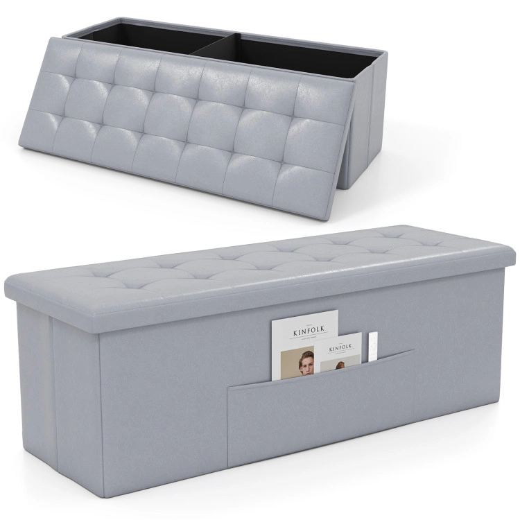 Hivvago Folding Storage Ottoman Bench with Footrest