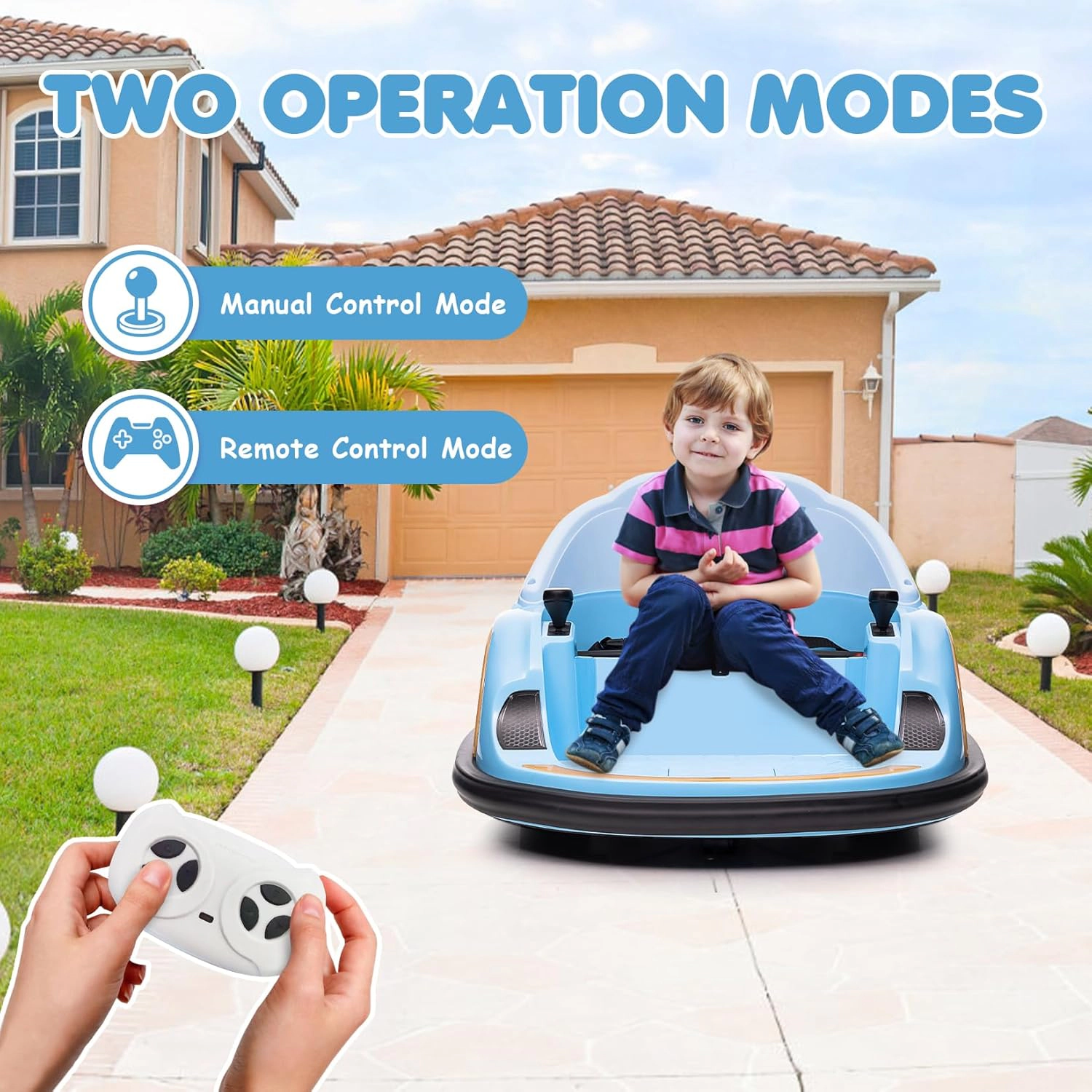 12V Kids Electric Bumper Car with Remote Control, 360 Degree Spin, LED Lights,Music & Battery Display, Dual 30W Motors