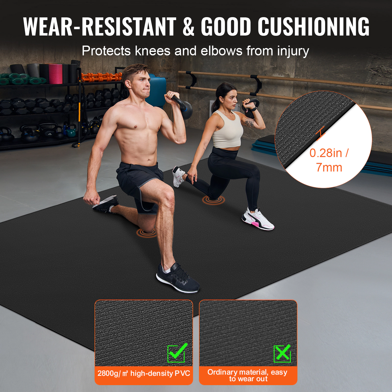 HONGGE Large Non-Slip Yoga Mat, 8x6 ft PVC Exercise Mat for 2-3 People, Home Gym Workout Mat with Carry Bag