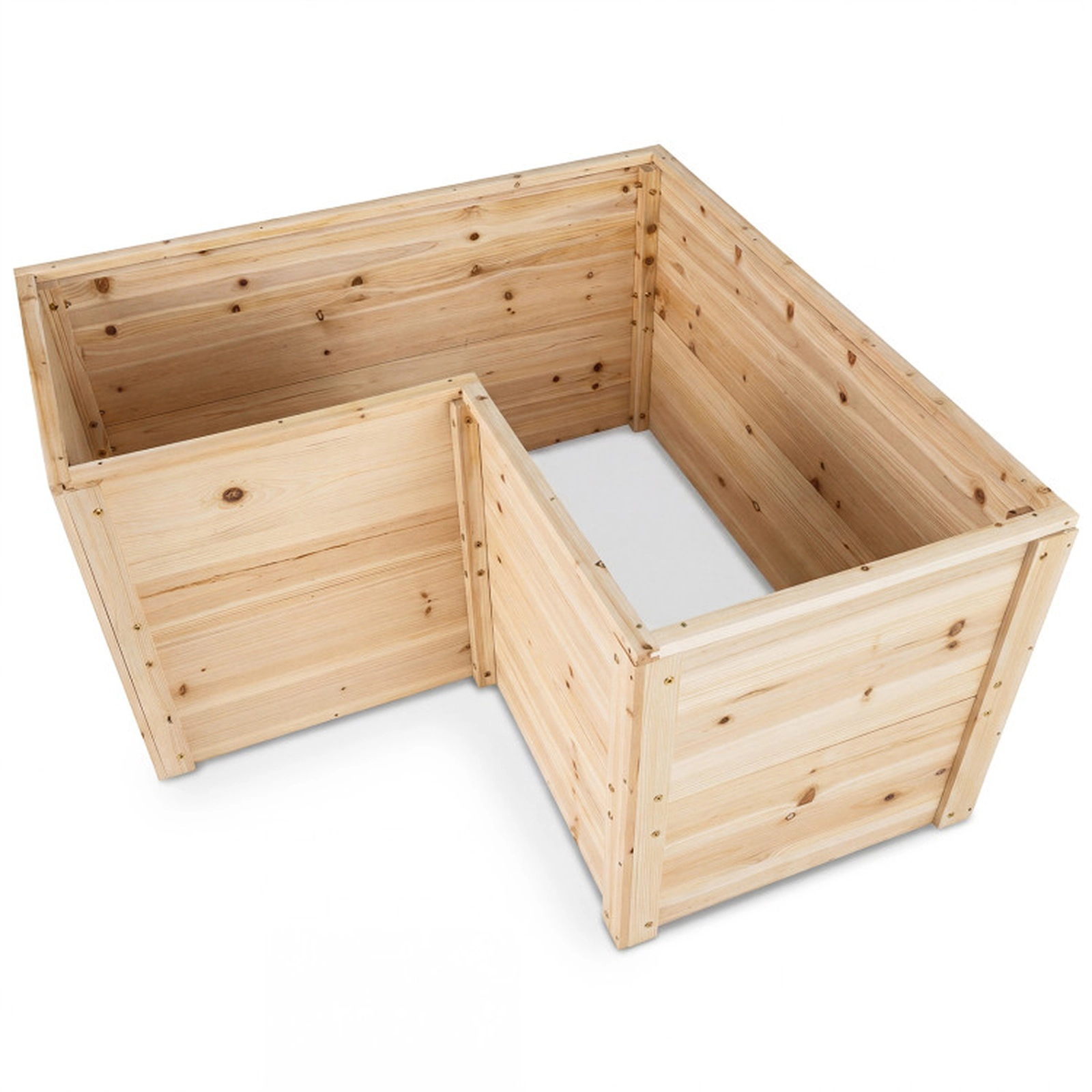 SUGIFT 47.5-in L-Shaped 24-in Deep Fir Wood Raised Garden Bed with Open-Ended Base for Long-Root Plants