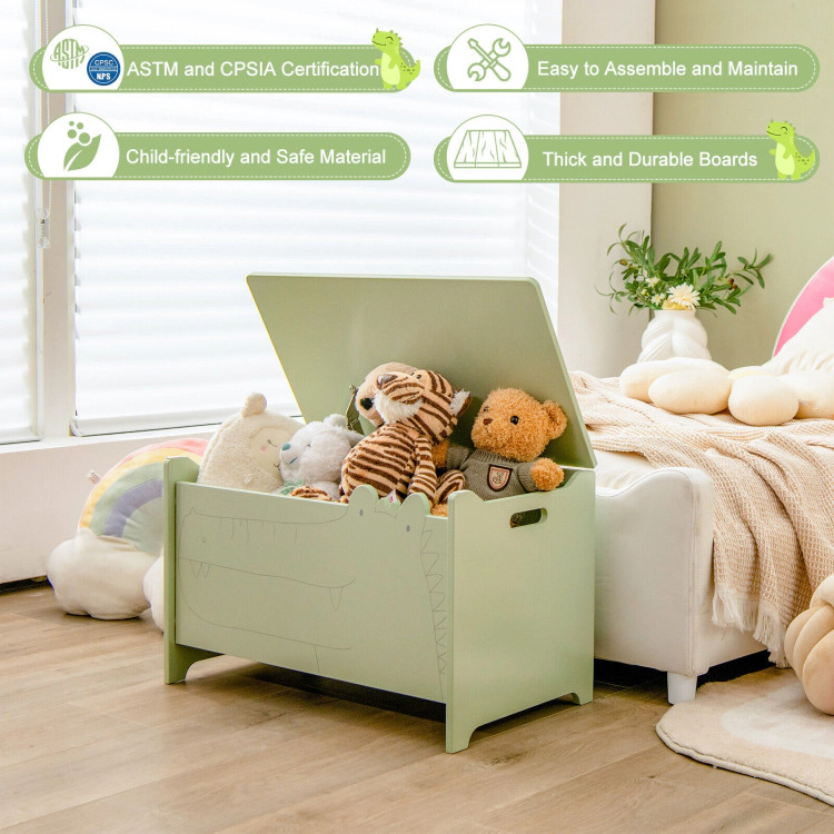 Hivvago Wooden Kids Toy Box with Safety Hinge