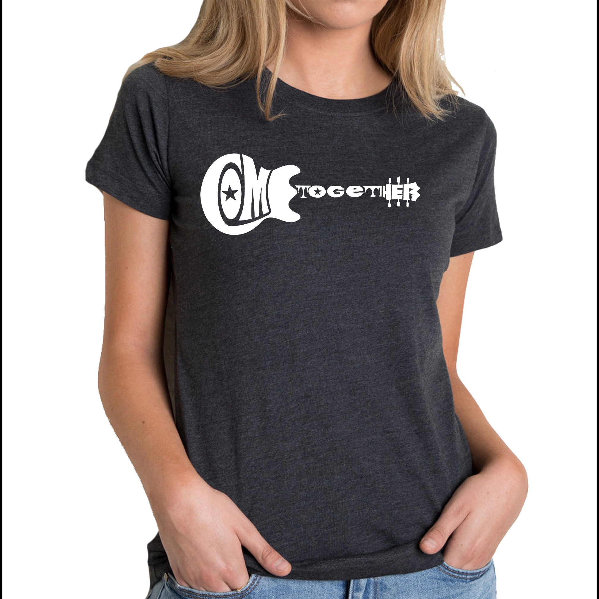 LA Pop Art Women's Cotton/Poly Blend Word T-Shirt - Come Together
