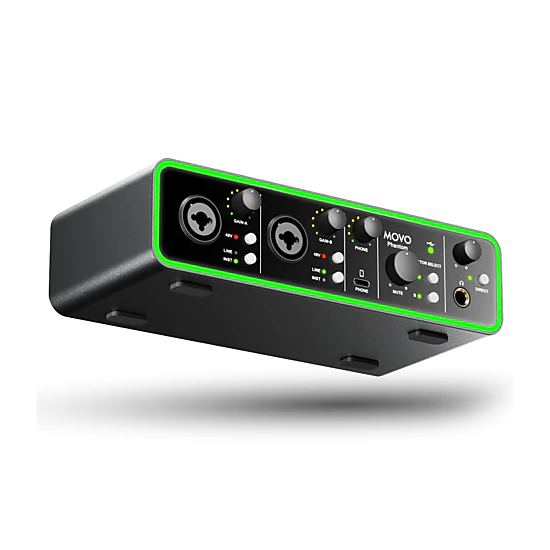 Movo Phantom Dual Channel USB/USB-C Audio Interface for Recording, Songwriting, Podcasting, Audio Production w/USB-C
