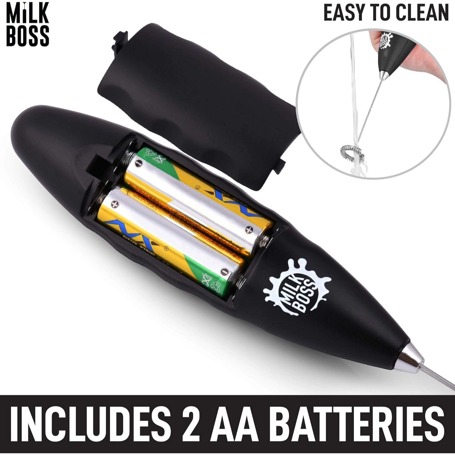 Zulay Kitchen Double Grip Milk Frother Handheld - Coffee Electric Foam Maker