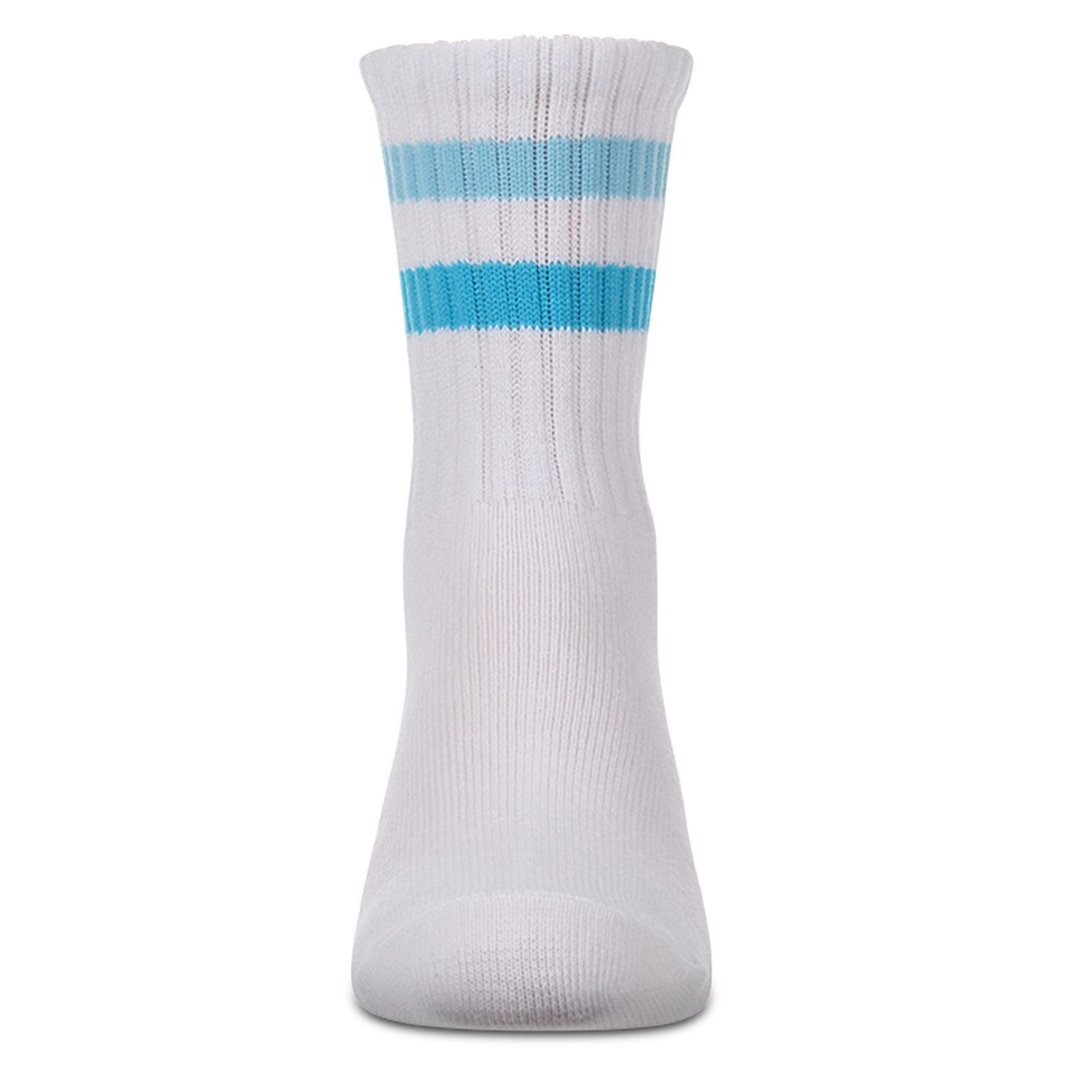 Memoi Kids Girls Ribbed Double-Stripe Cotton-Blend Varsity Crew Socks