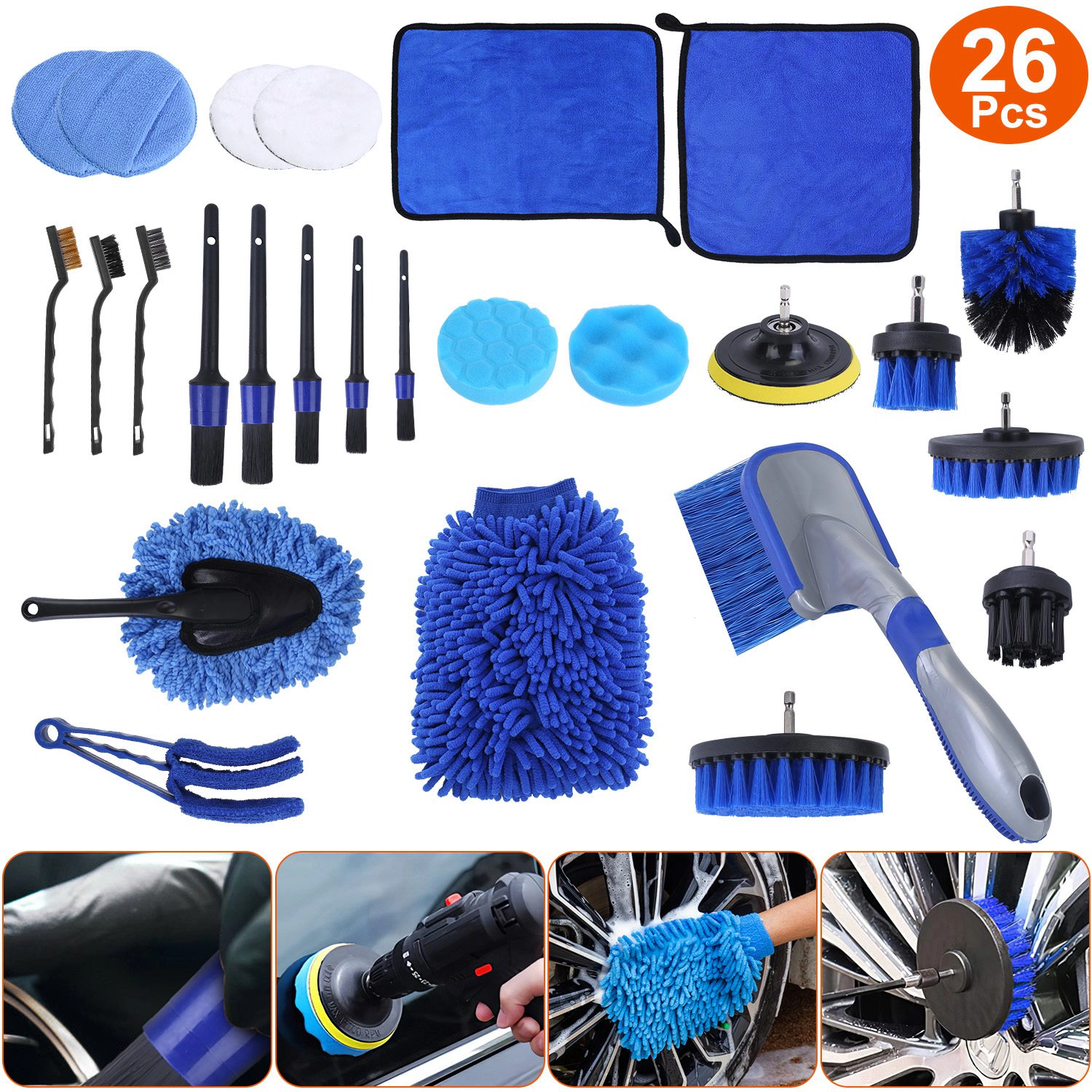 GBruno 26-Piece Drill Brush Car Detailing Kit
