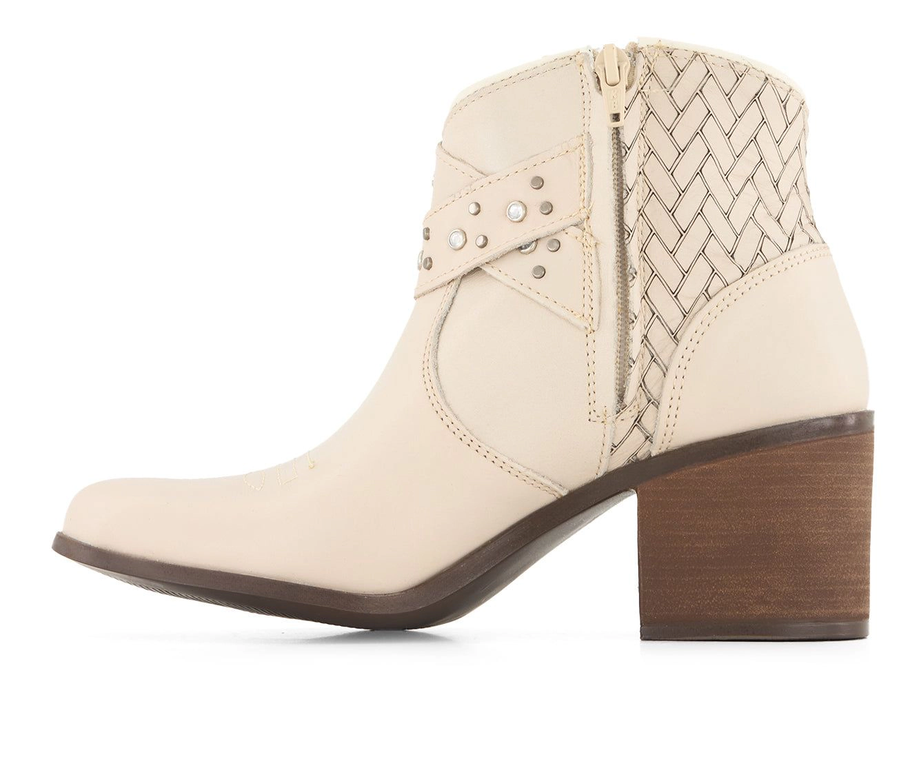 Forastero Womens Genuine Leather Side Zipper Booties