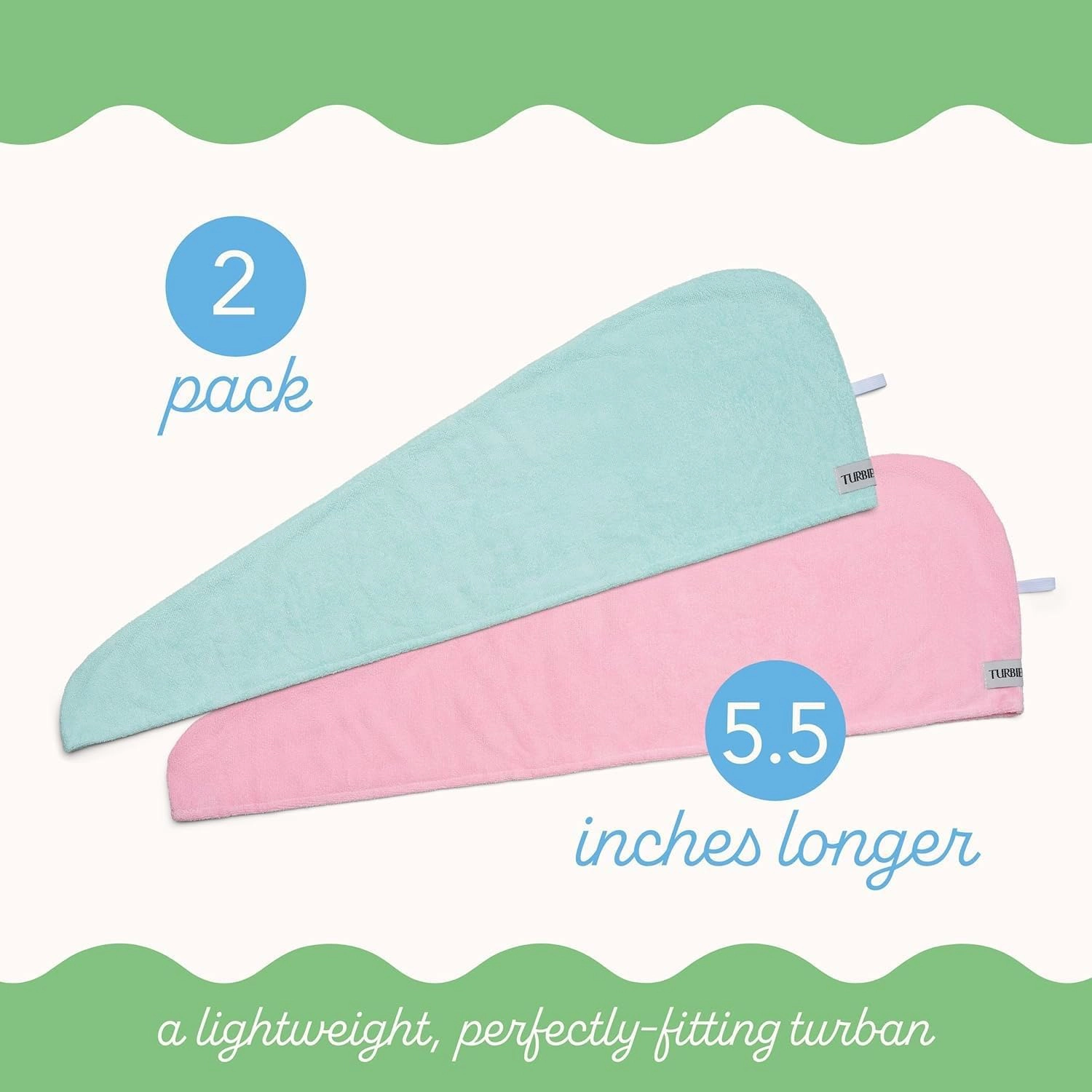 PIGFDK 2-pack Extra Longfiber Hair Towel For Beauty  Travel Gifting - Wrap Turban & Thick Personal Care Pink&mint