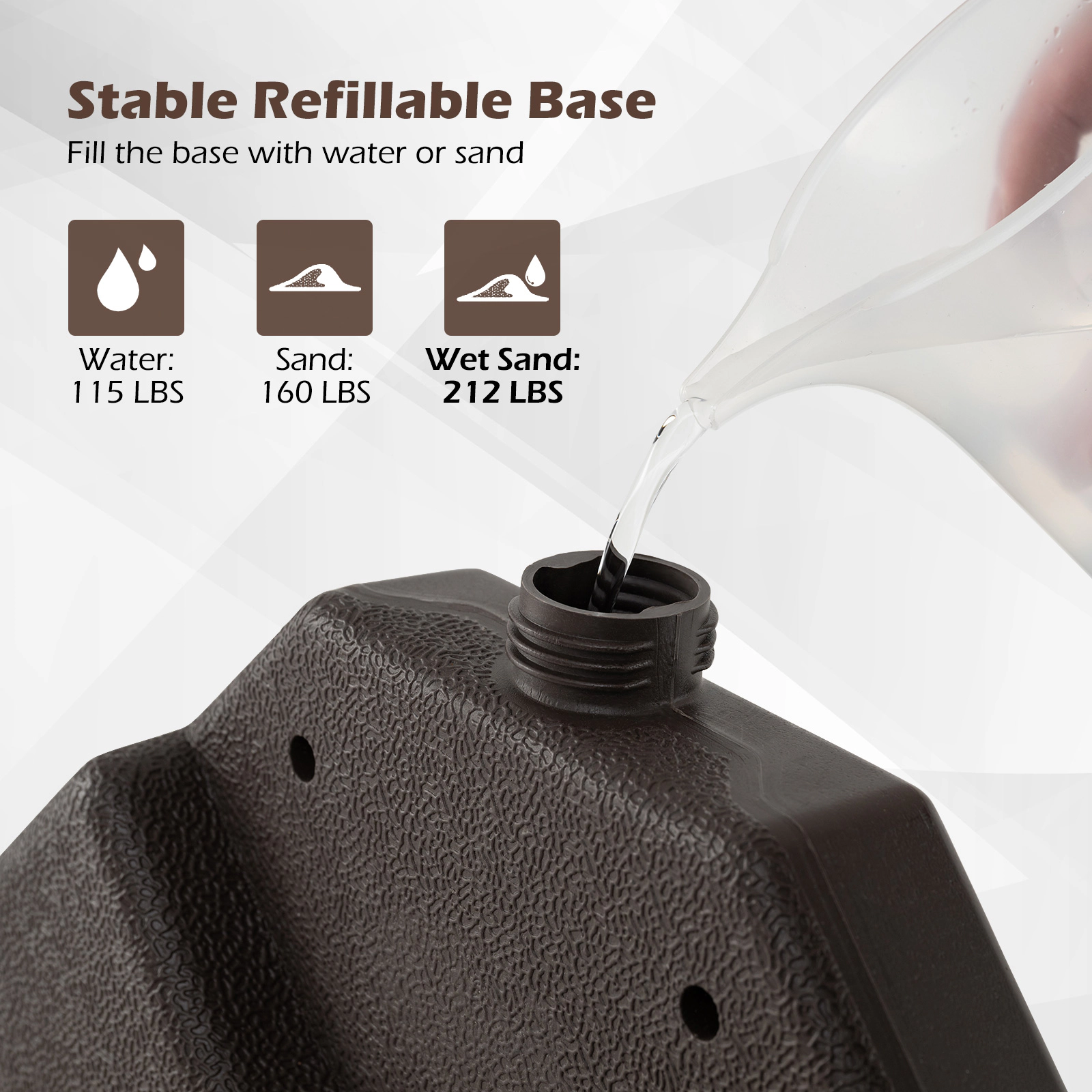 SUGIFT Coffee 4-Piece Fillable HDPE Base for Cantilever Patio Umbrellas