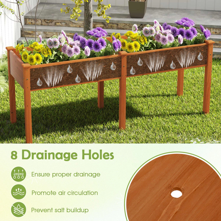 Hivvago Wooden Garden Growing Bed with Divider Panel and Drainage Holes